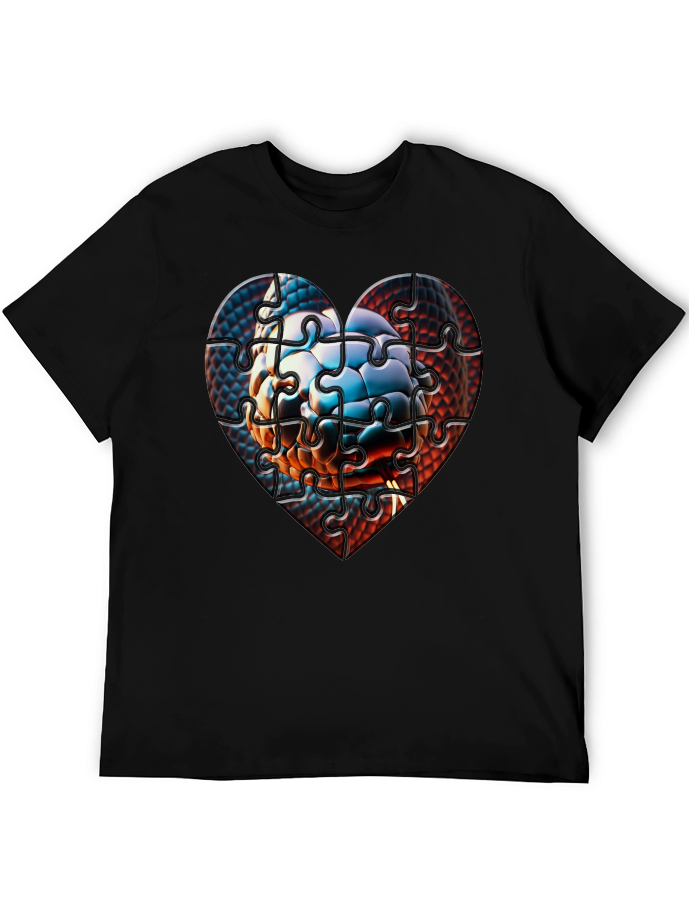 Puzzle Heart Graphic Tee - Unique Design