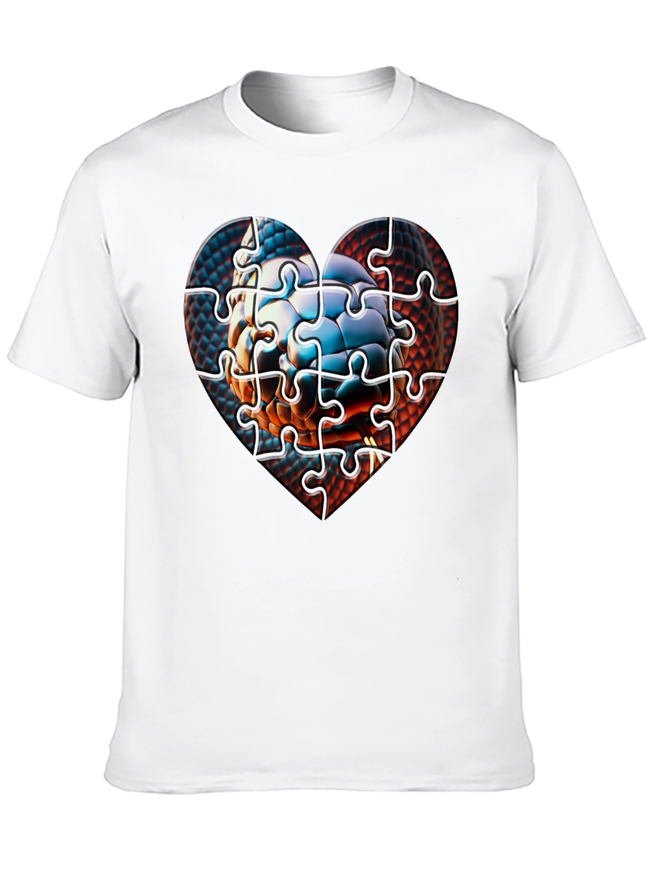 Puzzle Heart Graphic Tee - Unique Design