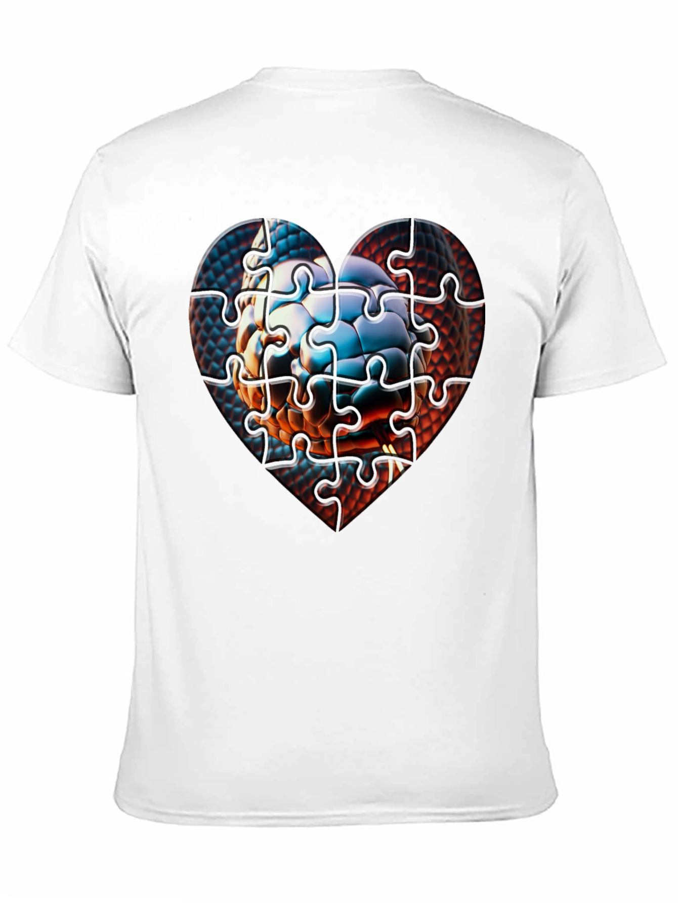 Puzzle Heart Graphic Tee - Unique Design