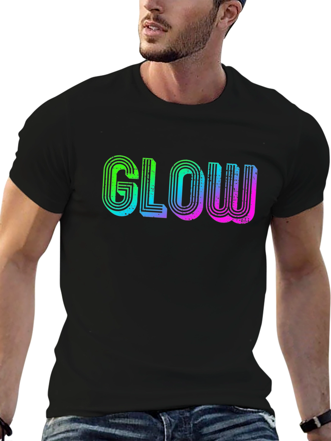 Glow Retro T-Shirt - Black Cotton Tee