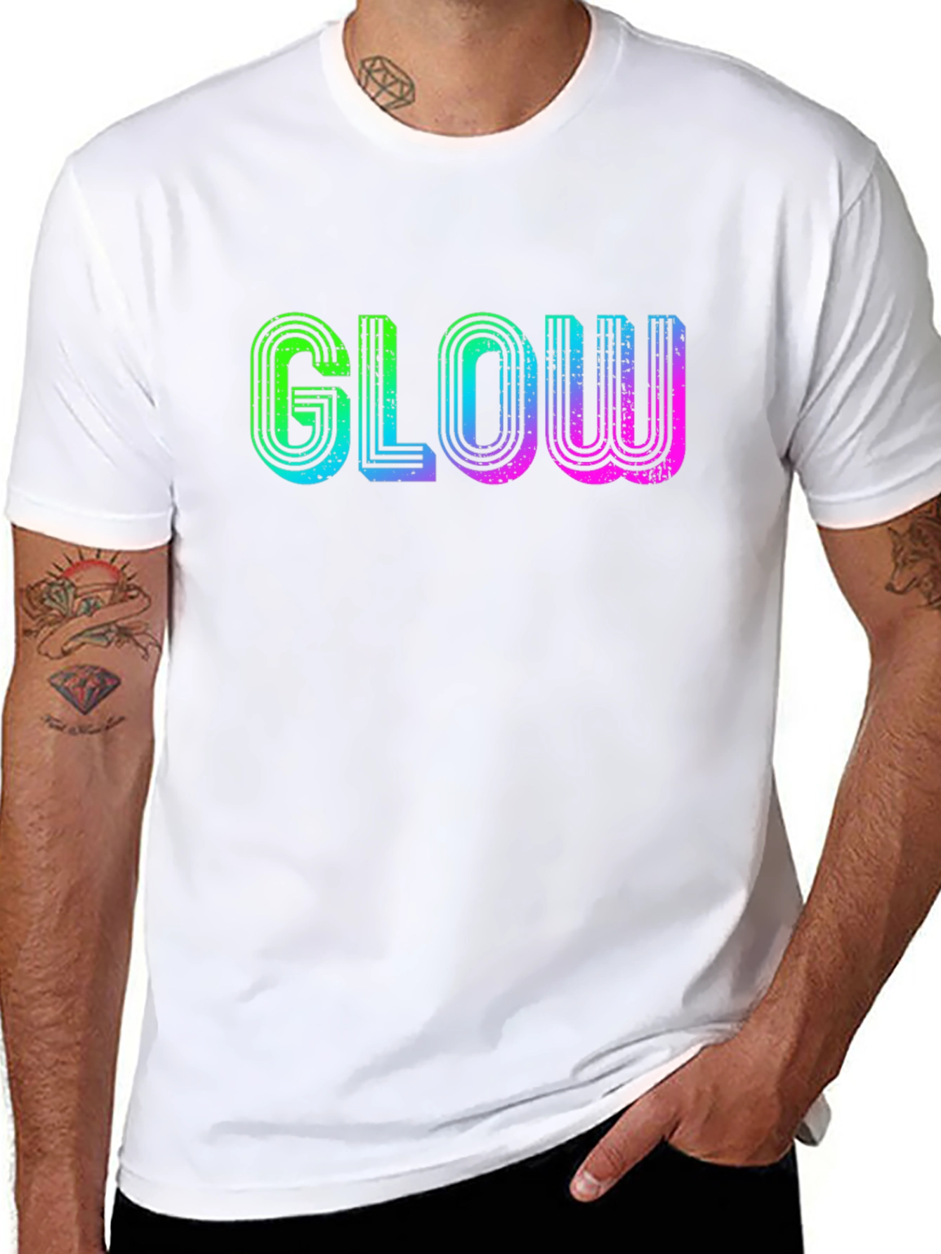 Glow Retro T-Shirt - Black Cotton Tee