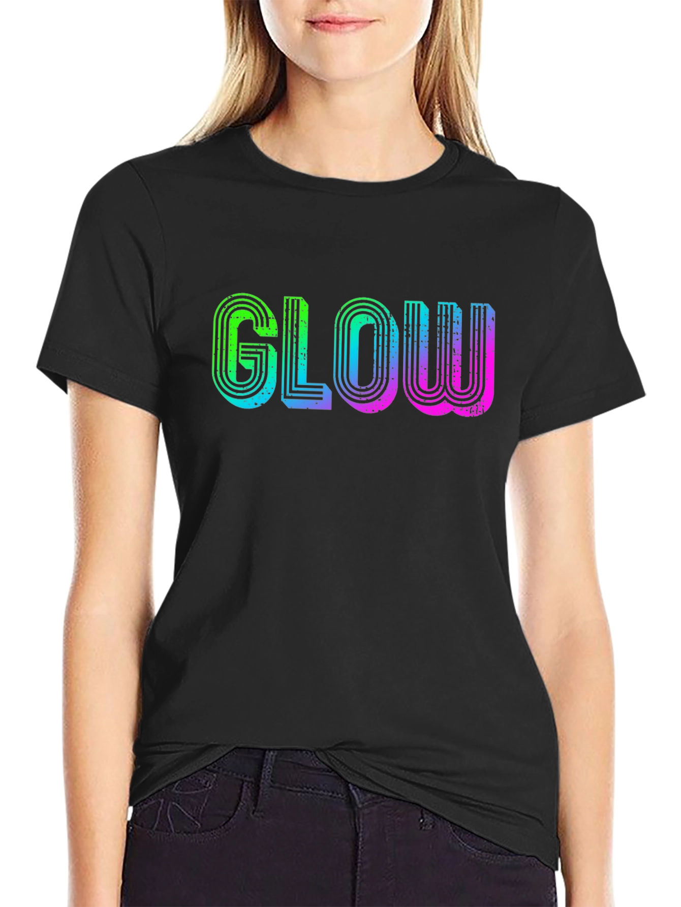Glow Retro T-Shirt - Black Cotton Tee