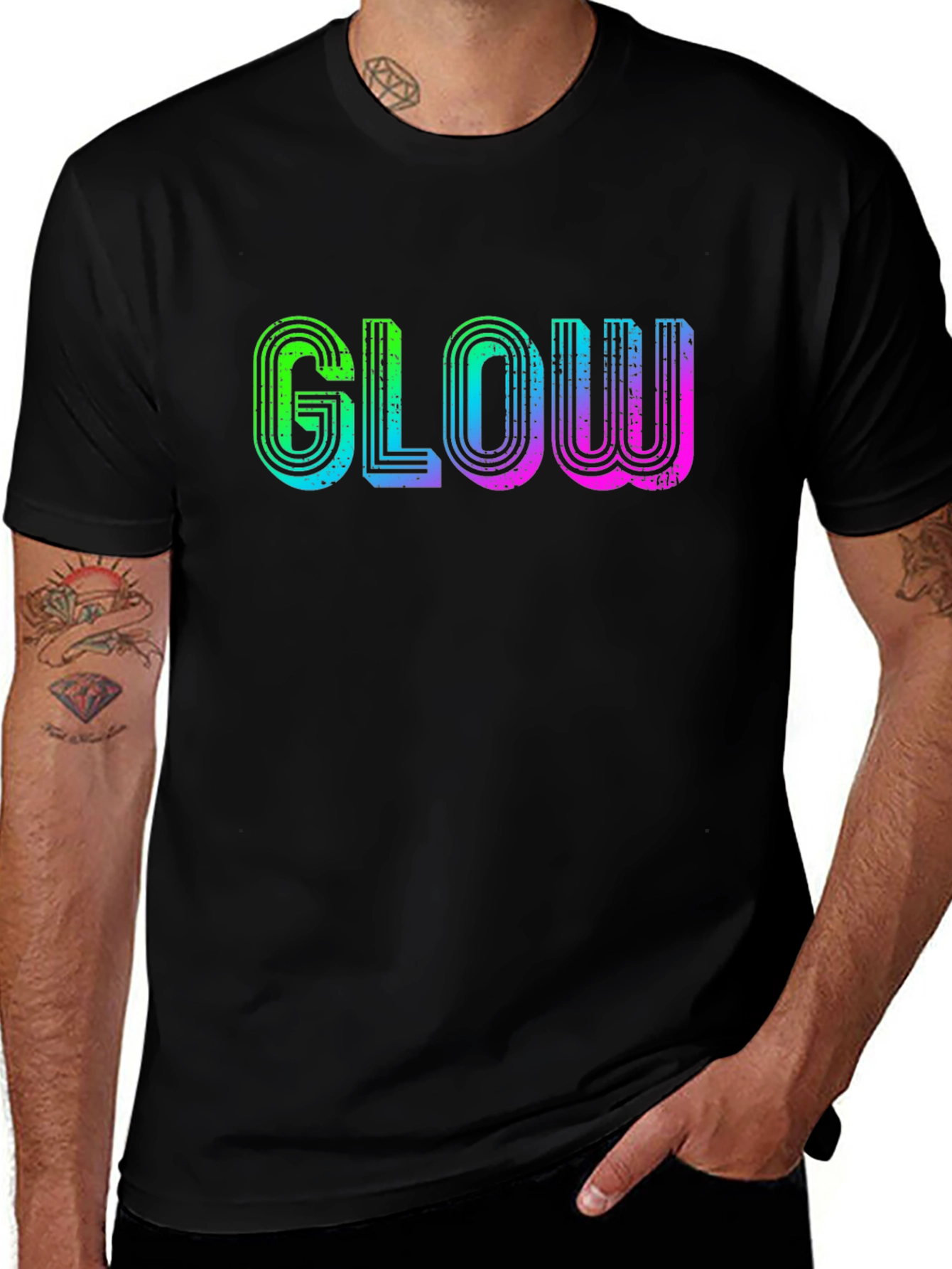 Glow Retro T-Shirt - Black Cotton Tee