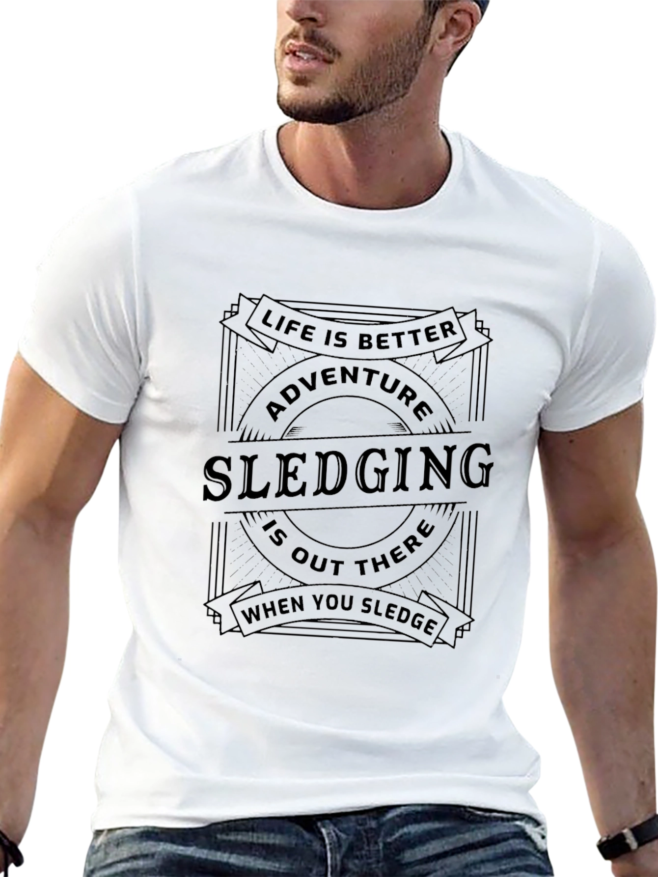 Adventure Sledging Graphic Tee - Black
