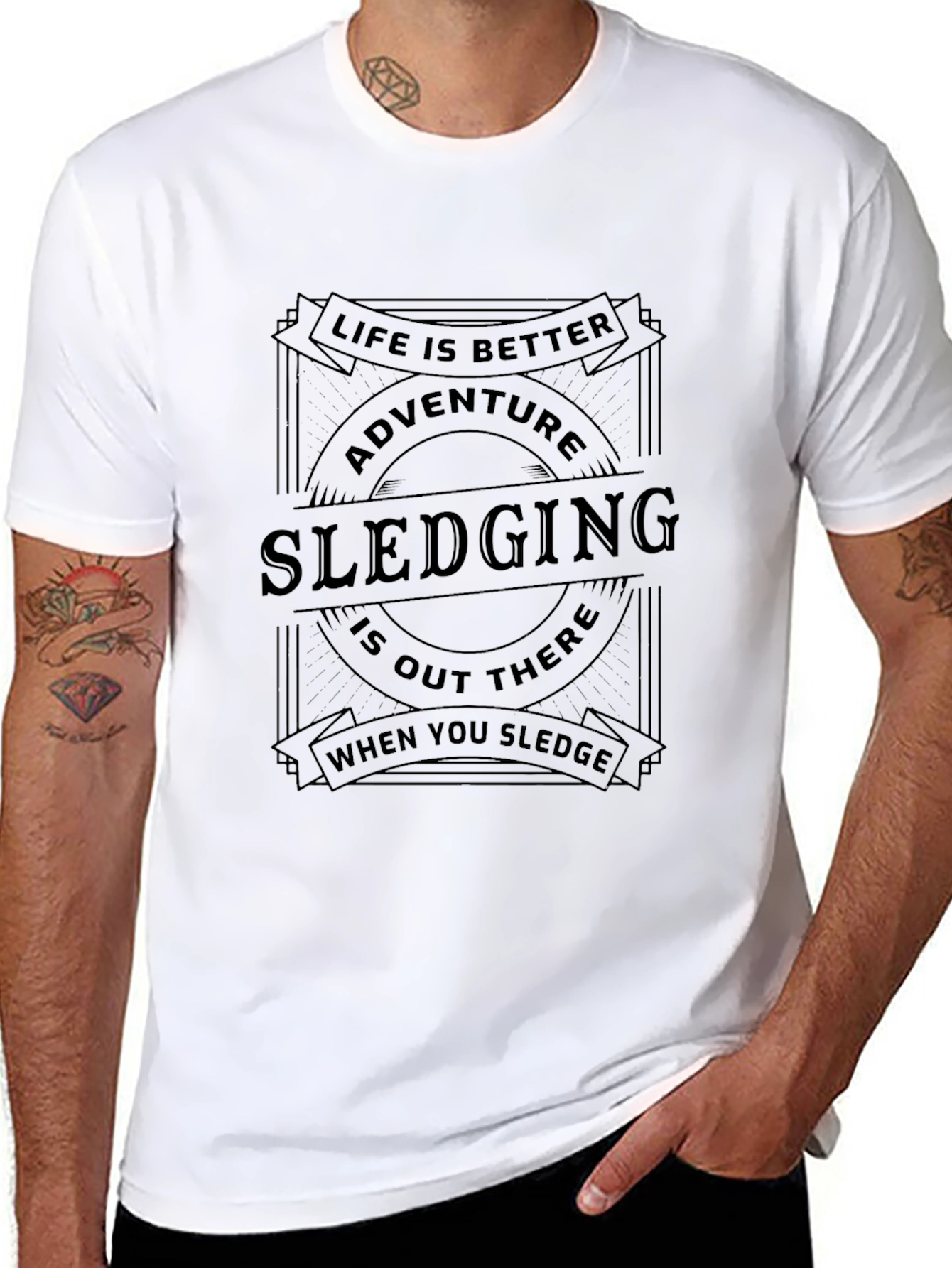Adventure Sledging Graphic Tee - Black