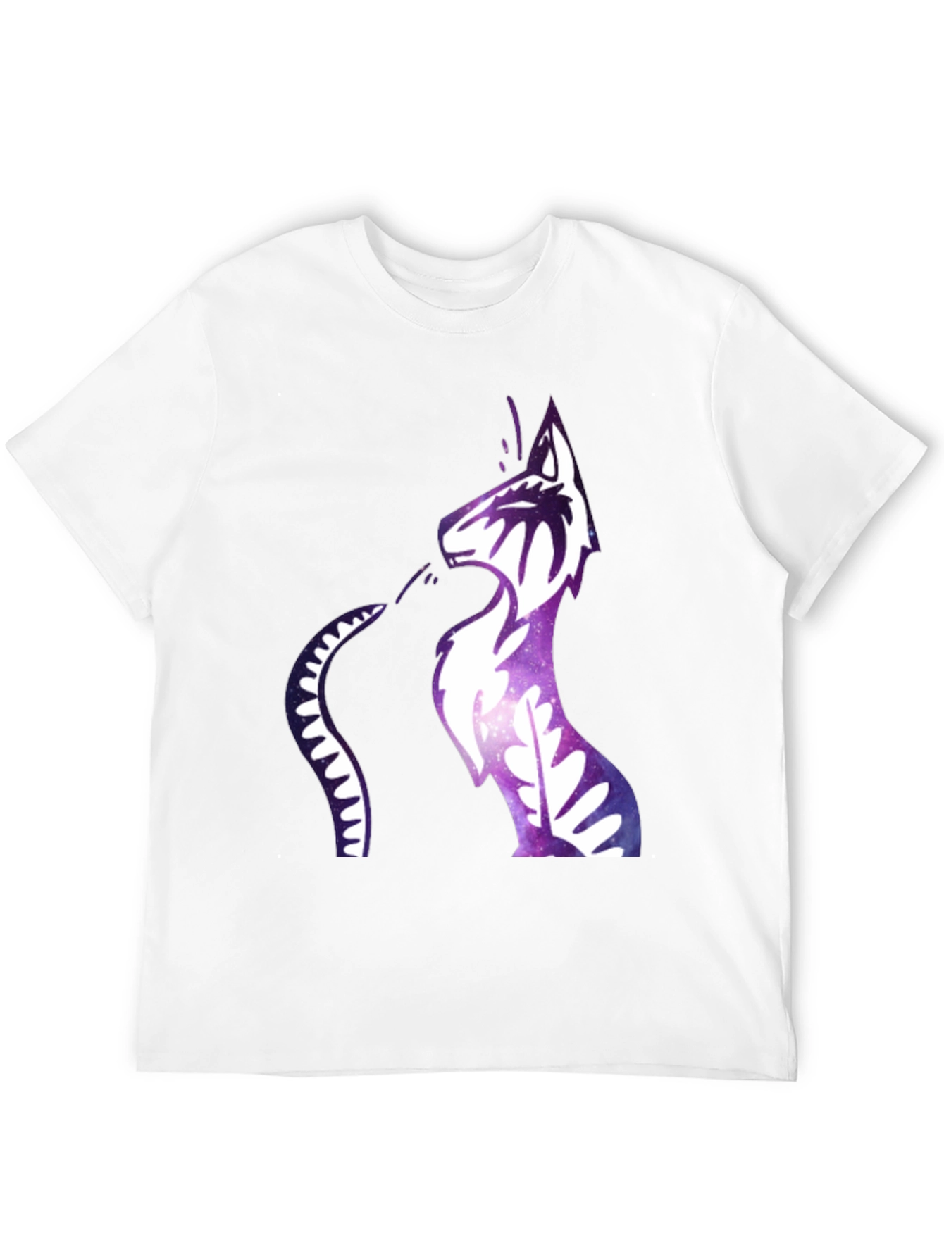 Galaxy Cat Graphic Print Black T-Shirt