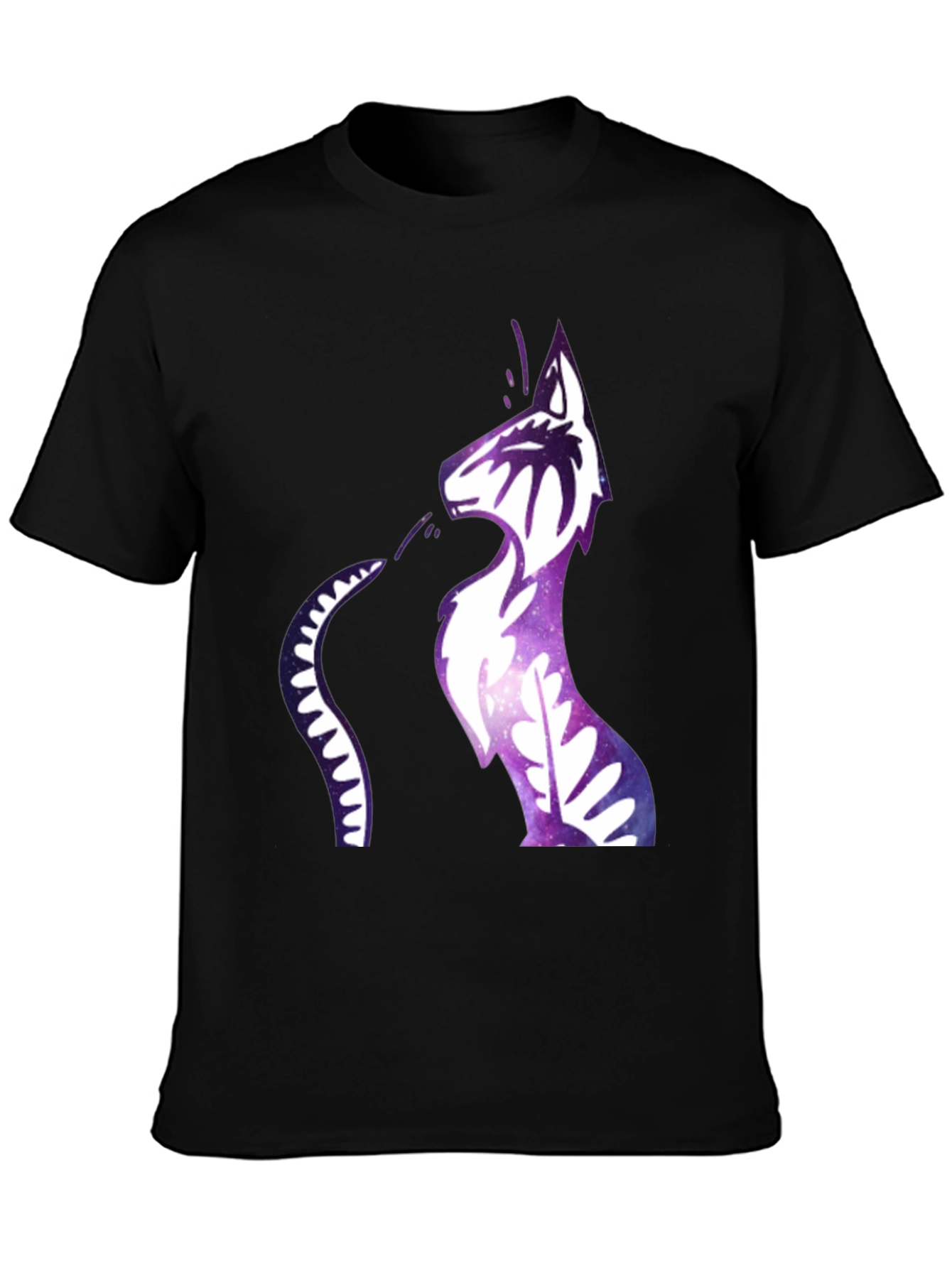 Galaxy Cat Graphic Print Black T-Shirt