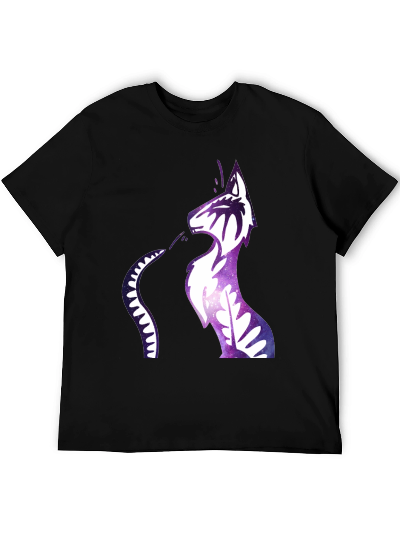 Galaxy Cat Graphic Print Black T-Shirt