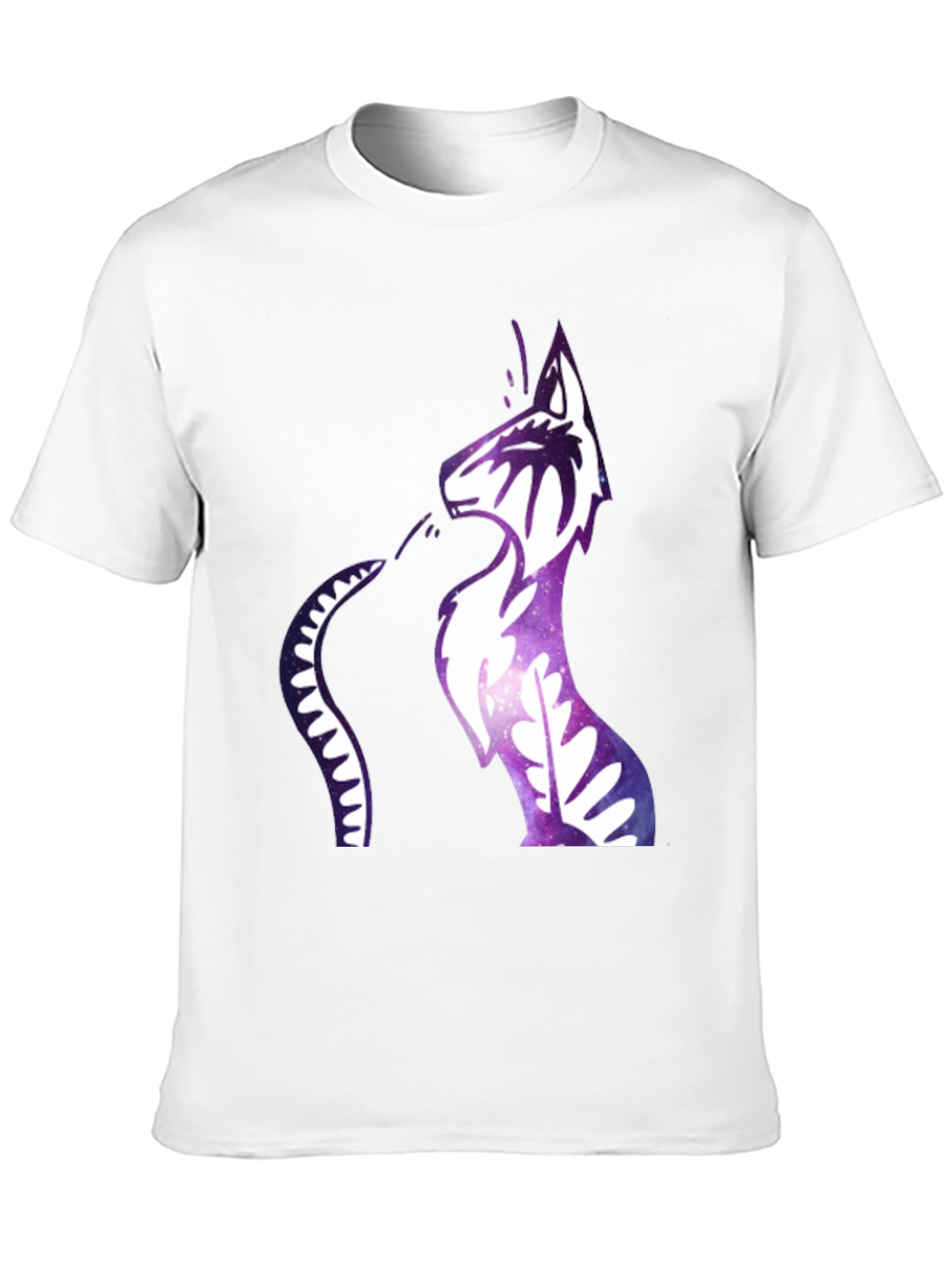 Galaxy Cat Graphic Print Black T-Shirt