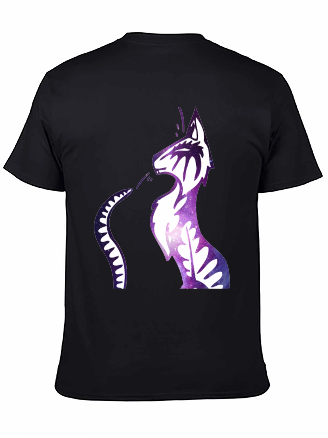 Galaxy Cat Graphic Print Black T-Shirt