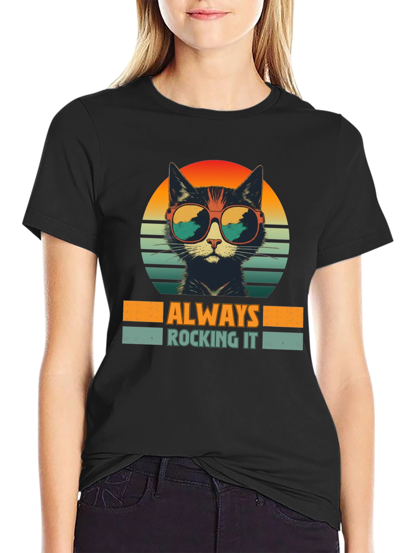 Retro Cat T-Shirt - Always Rocking It!