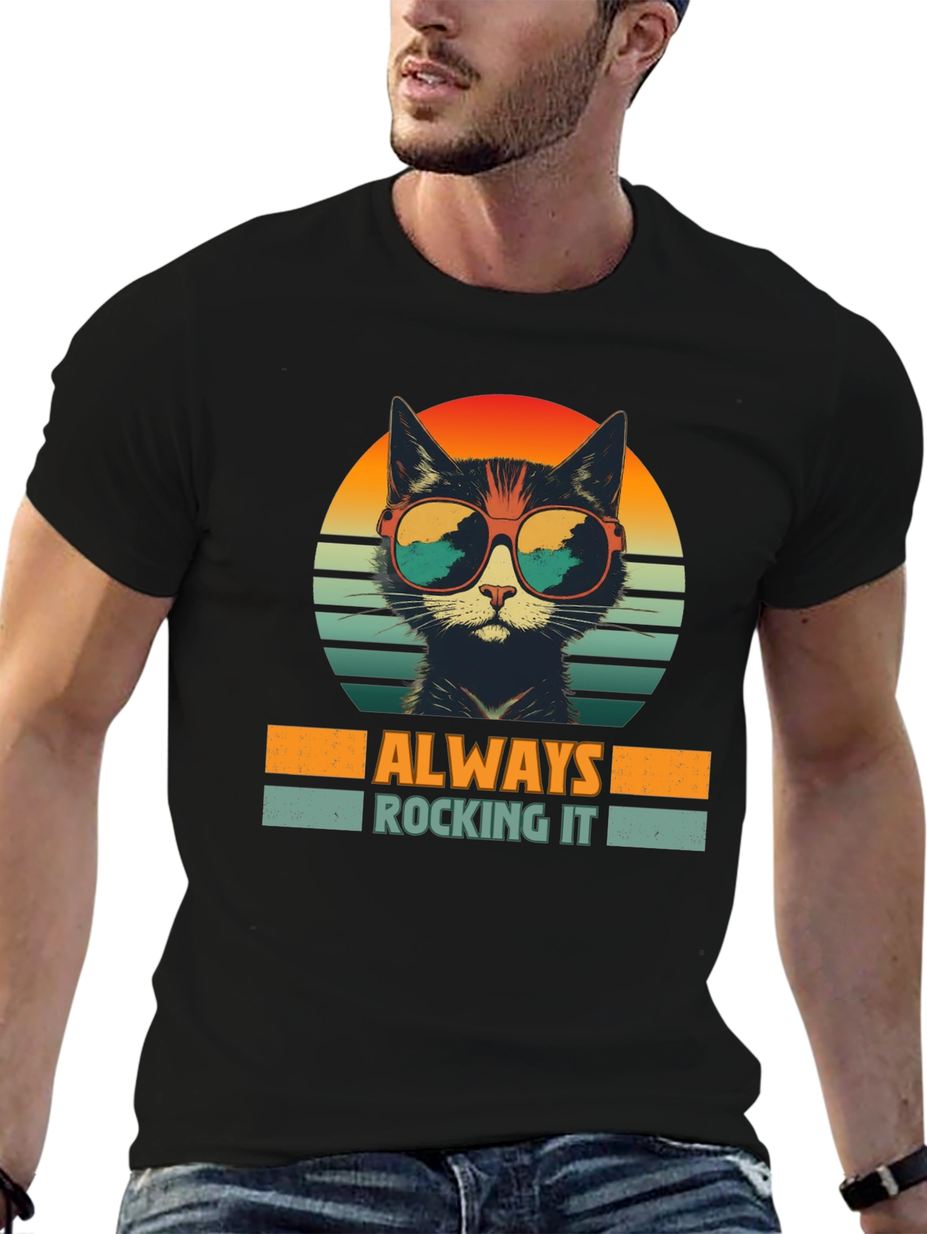 Retro Cat T-Shirt - Always Rocking It!