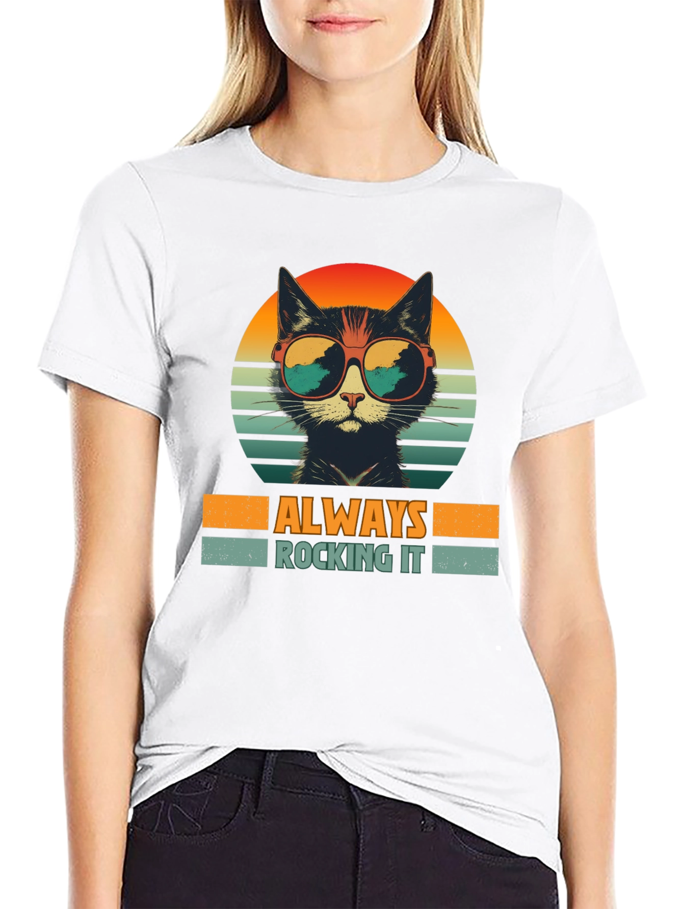 Retro Cat T-Shirt - Always Rocking It!