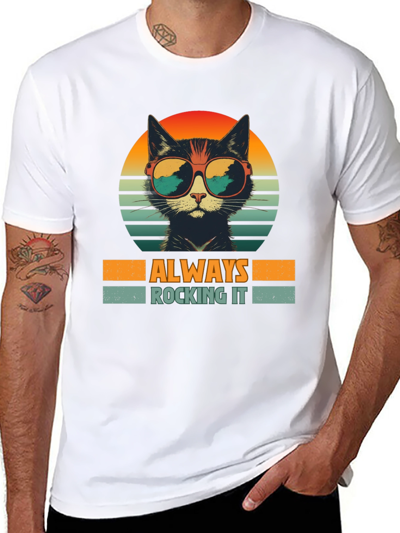 Retro Cat T-Shirt - Always Rocking It!