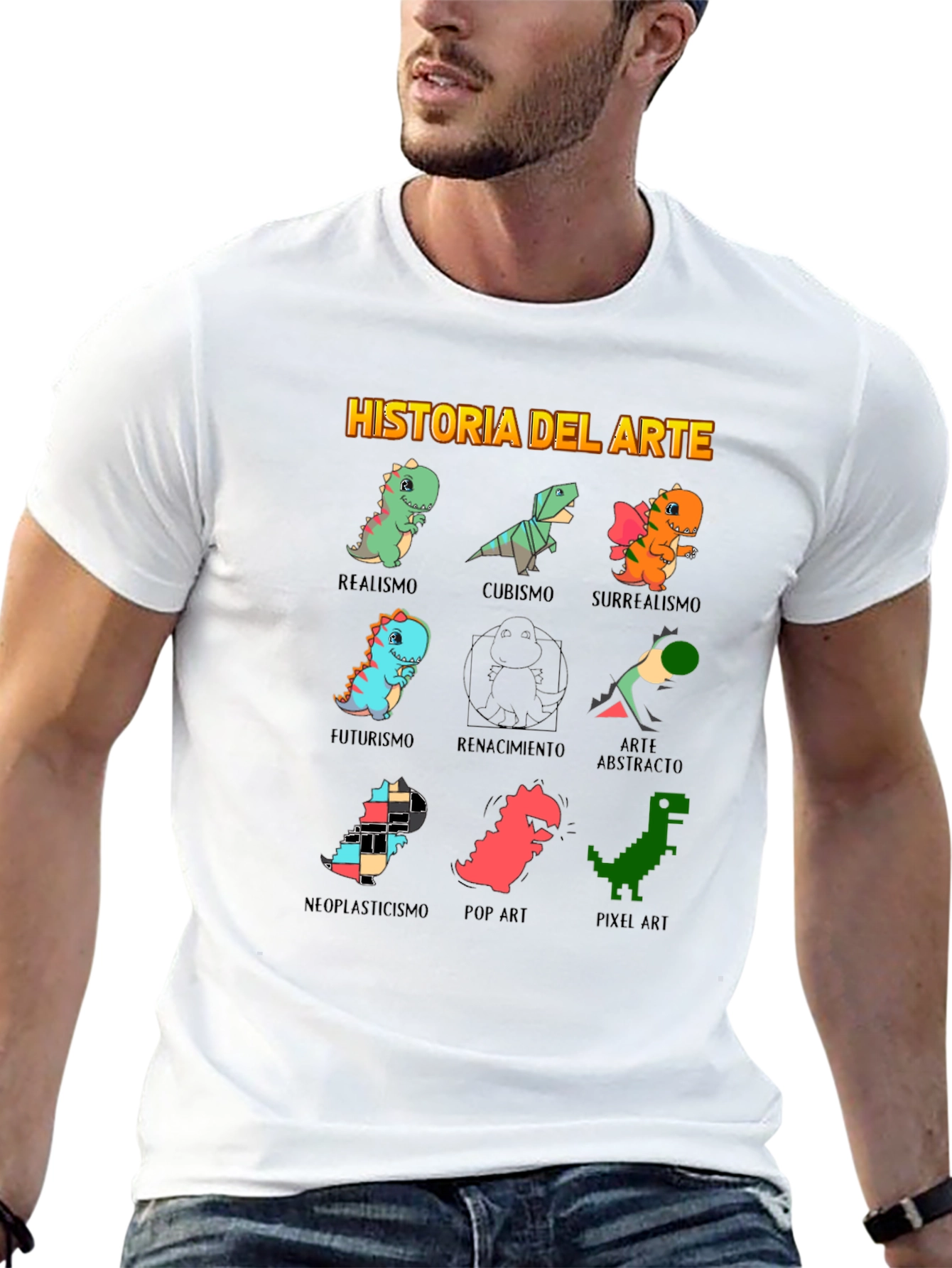 Art History Dinosaur Black T-Shirt