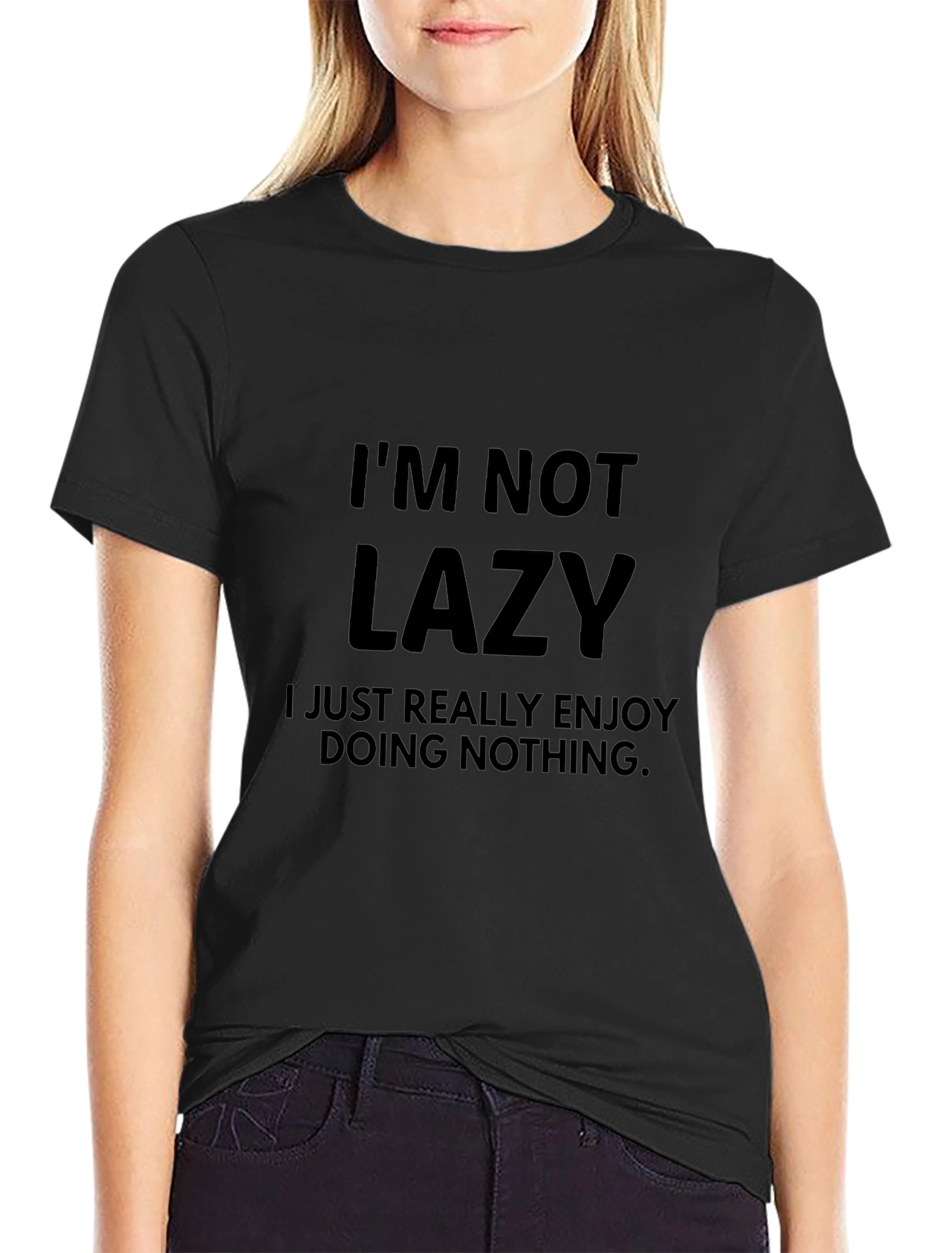Im Not Lazy Funny Graphic Tee - Black