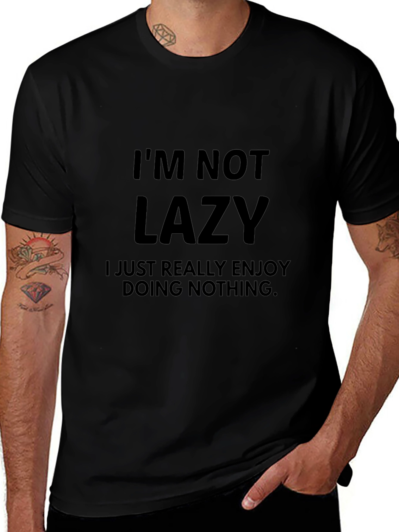 Im Not Lazy Funny Graphic Tee - Black