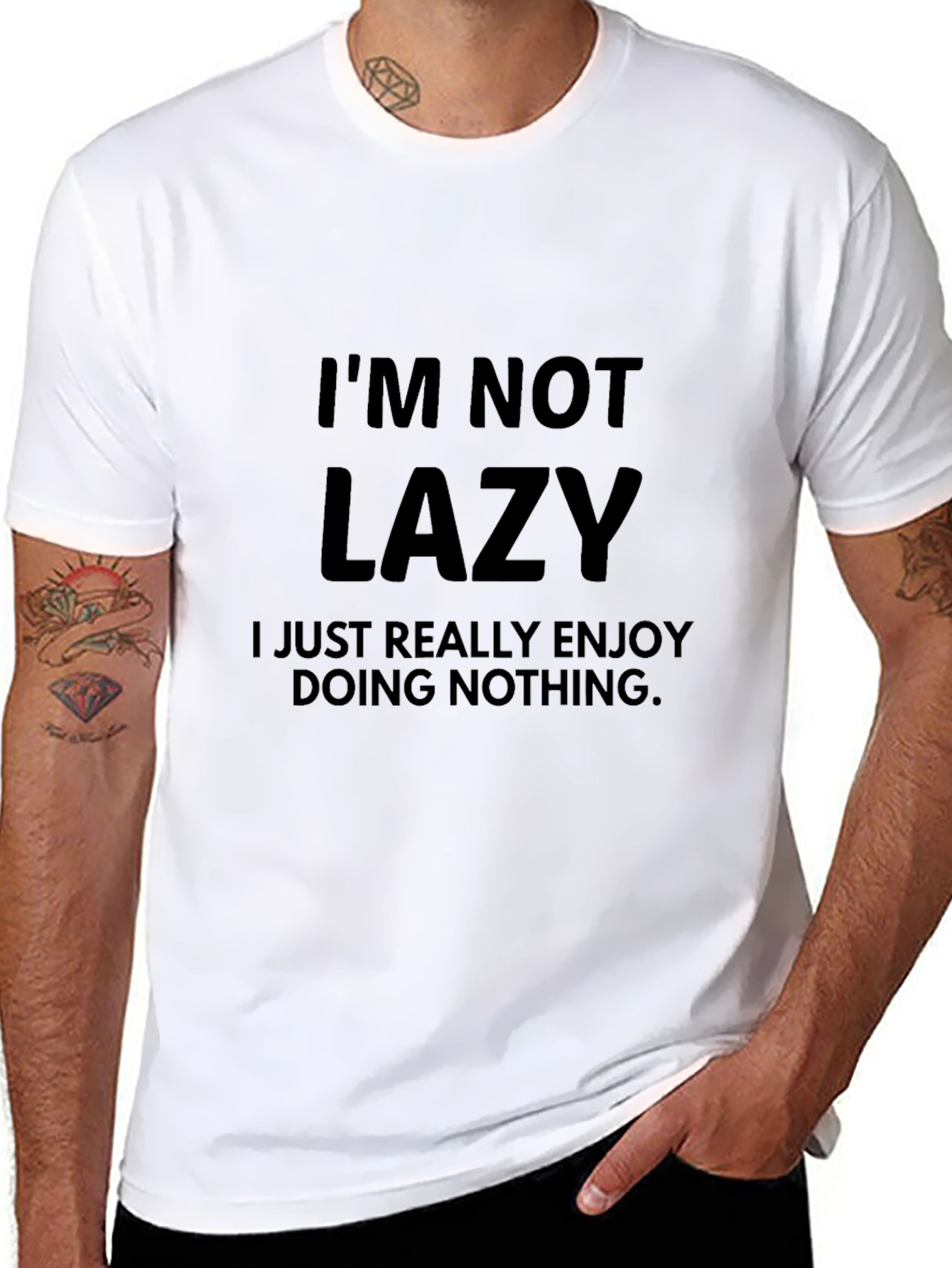 Im Not Lazy Funny Graphic Tee - Black