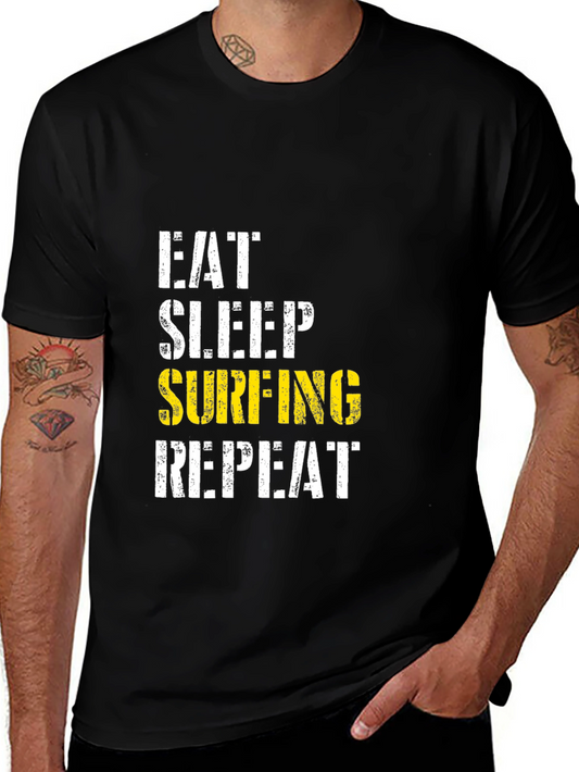 Eat Sleep Surfing Repeat Black T-Shirt