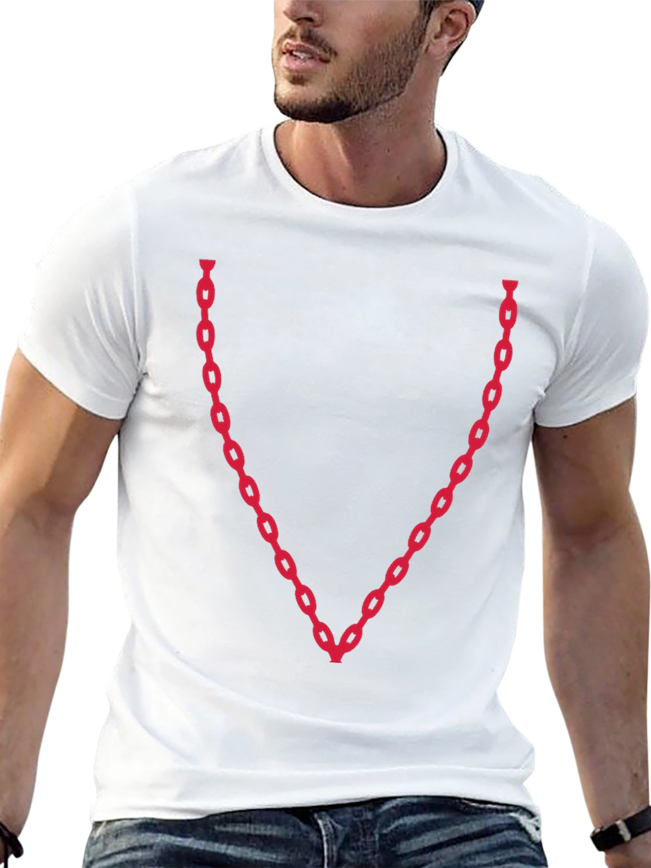 Chain V-Neck Graphic Tee - Bold & Stylish
