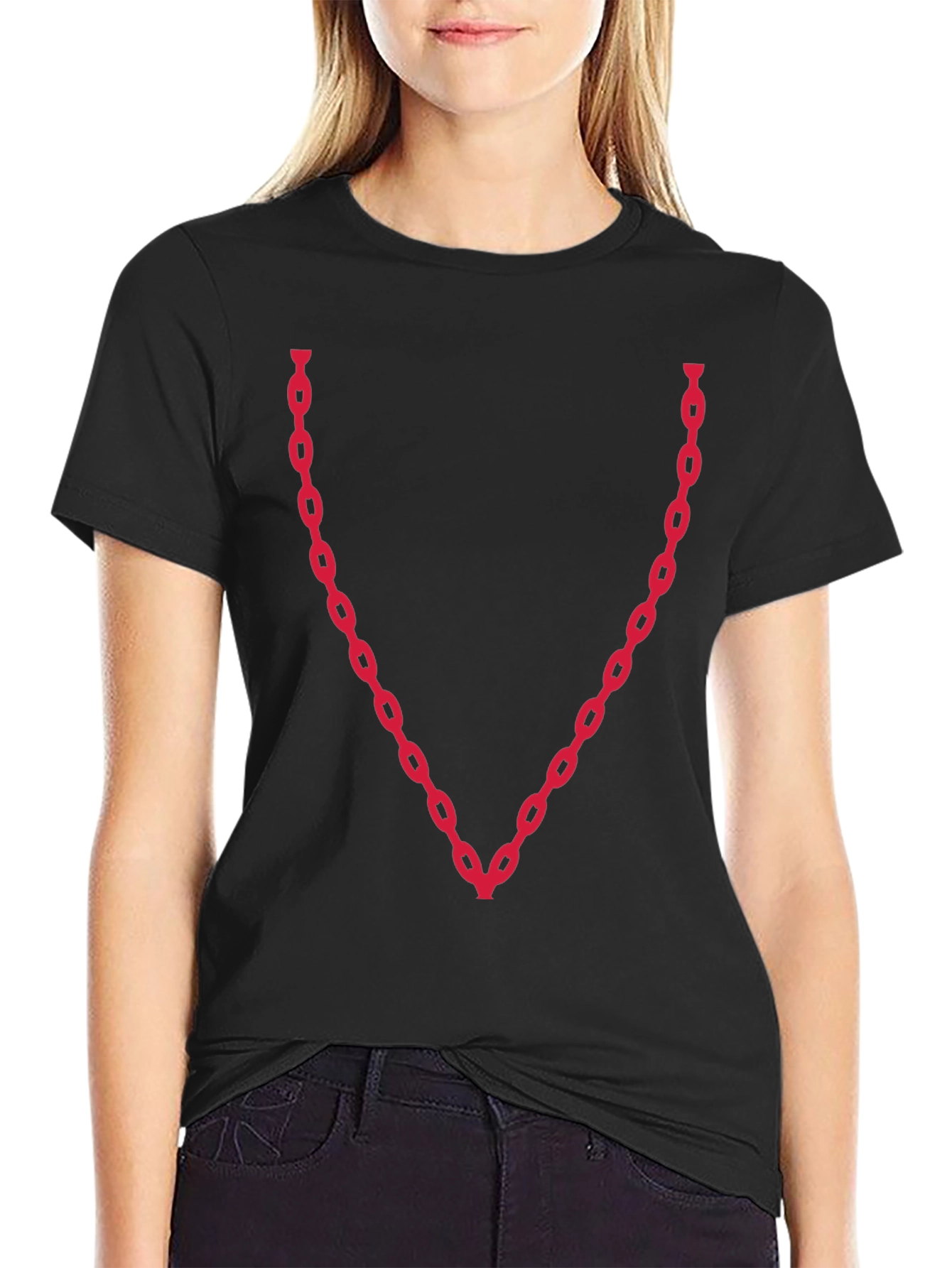 Chain V-Neck Graphic Tee - Bold & Stylish