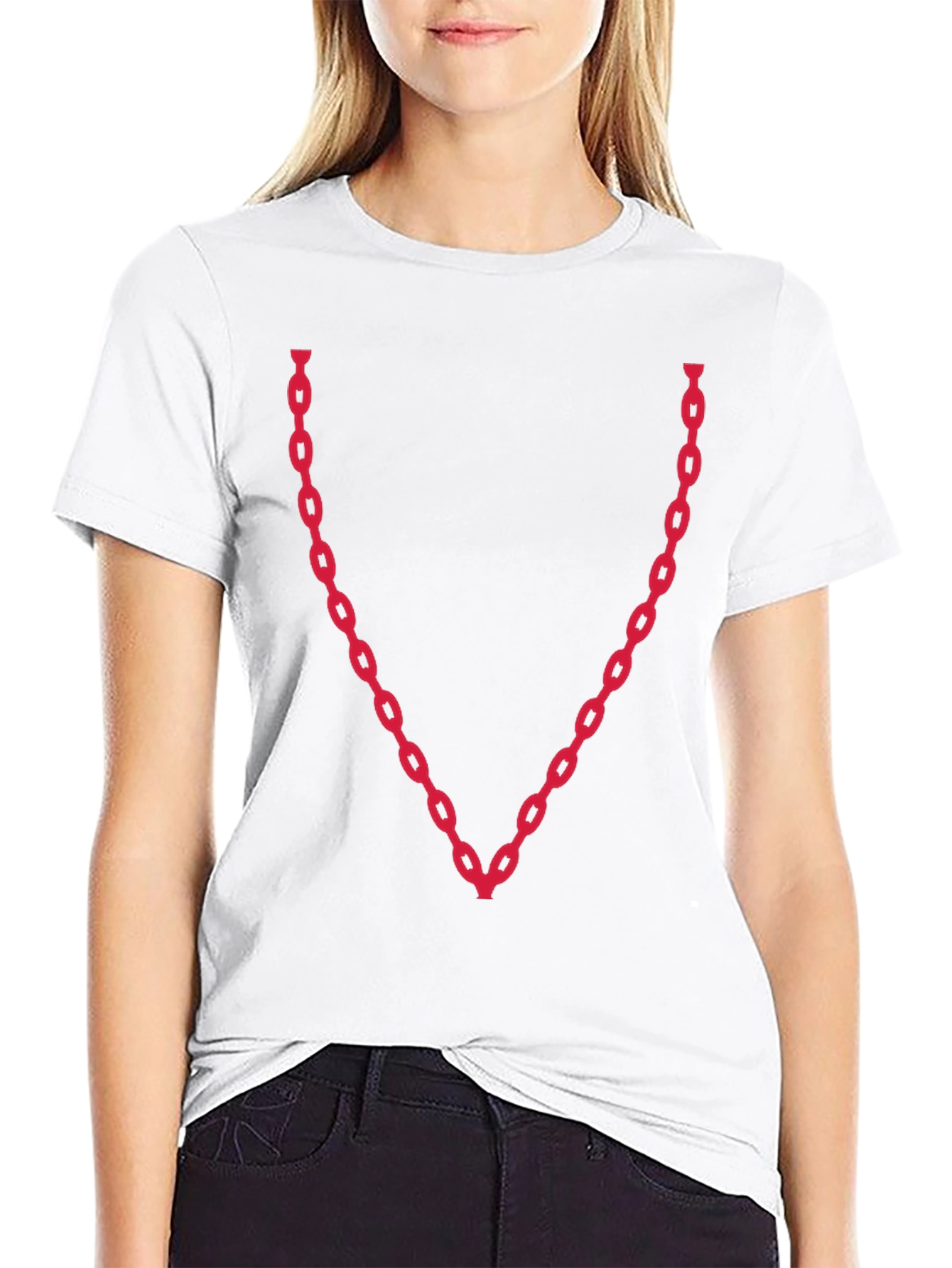 Chain V-Neck Graphic Tee - Bold & Stylish