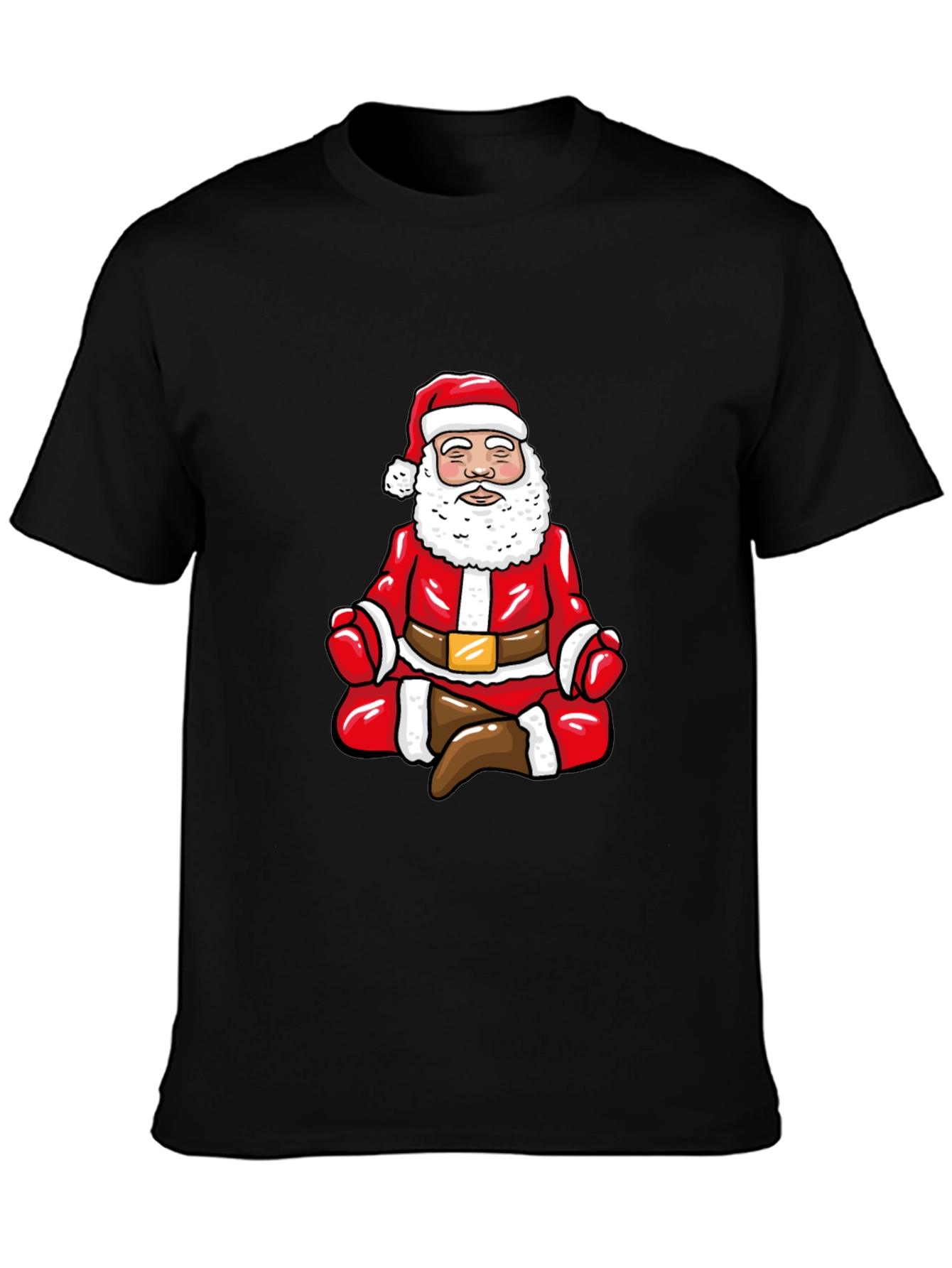 Zen Santa Black T-Shirt - Holiday Humor