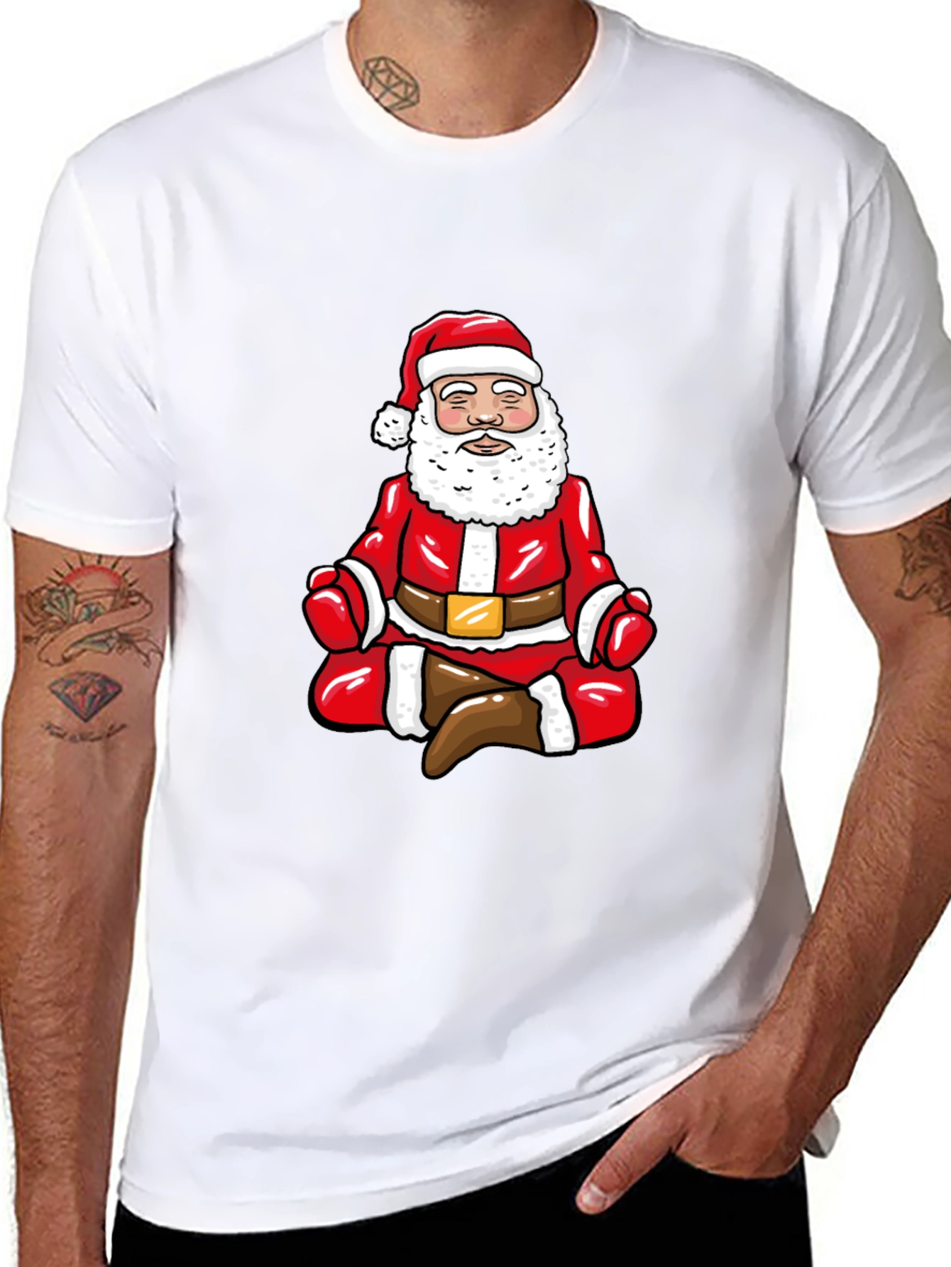 Zen Santa Black T-Shirt - Holiday Humor