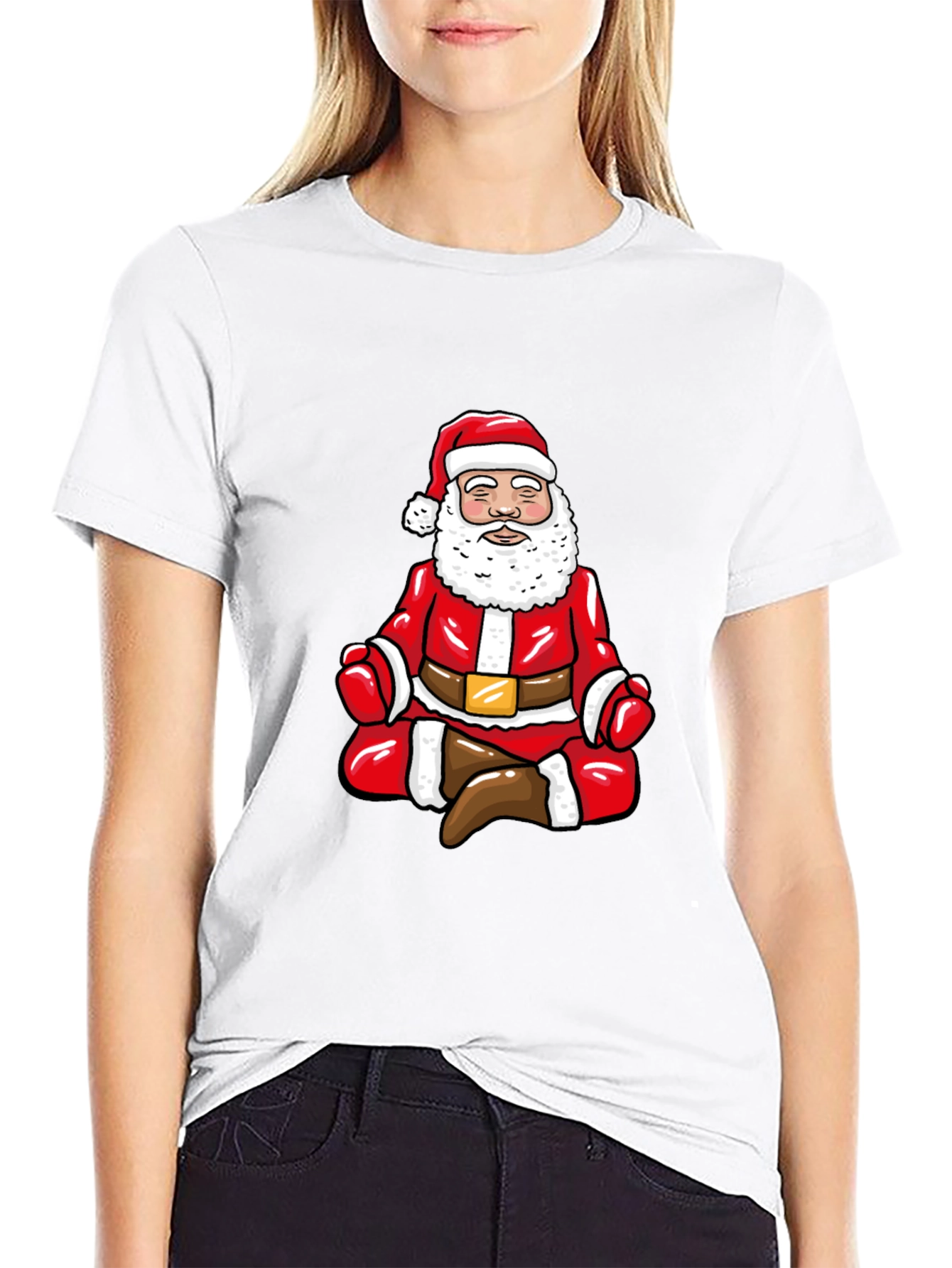Zen Santa Black T-Shirt - Holiday Humor