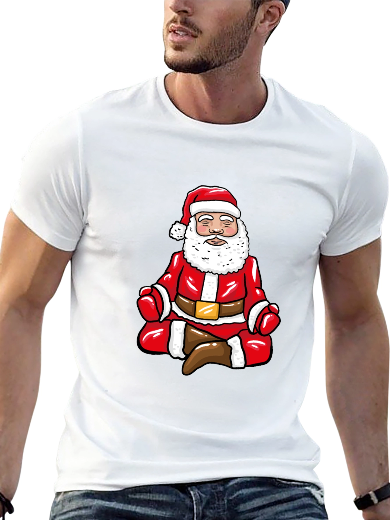 Zen Santa Black T-Shirt - Holiday Humor