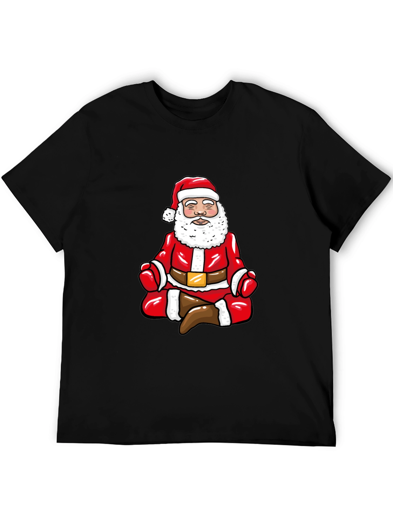 Zen Santa Black T-Shirt - Holiday Humor