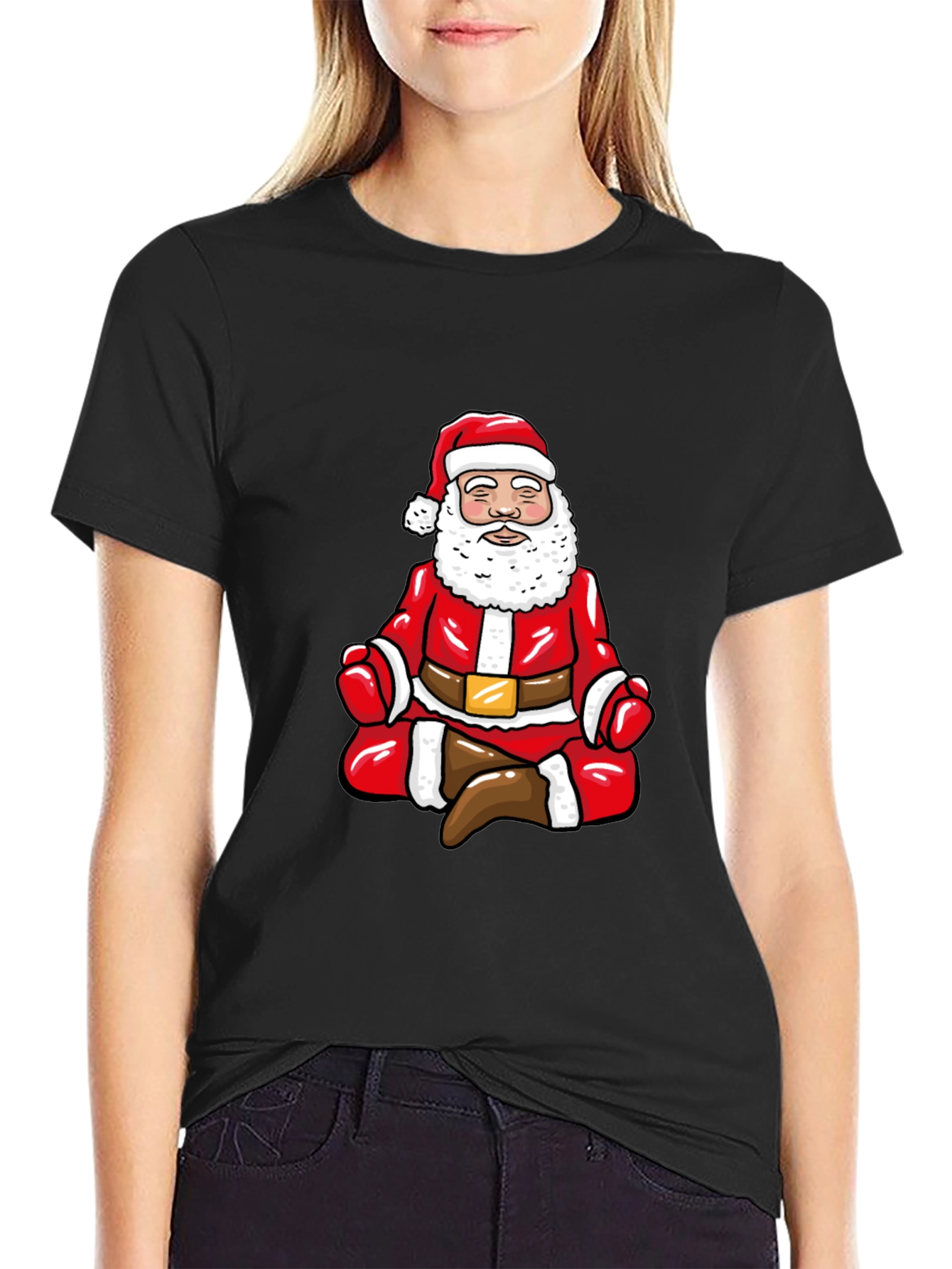 Zen Santa Black T-Shirt - Holiday Humor