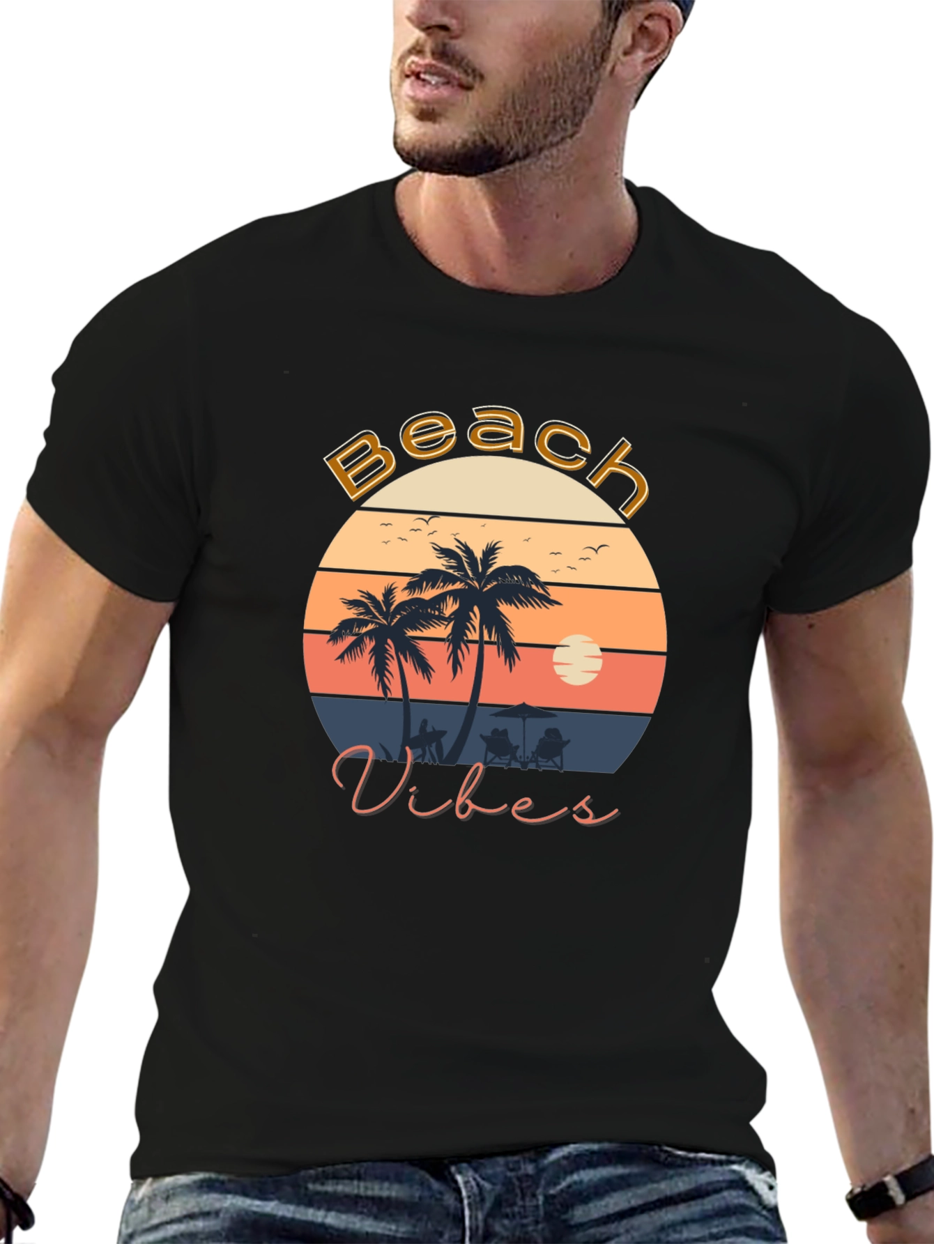 Beach Vibes Graphic Tee - Retro Sunset T-Shirt