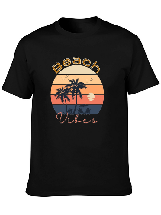 Beach Vibes Graphic Tee - Retro Sunset T-Shirt