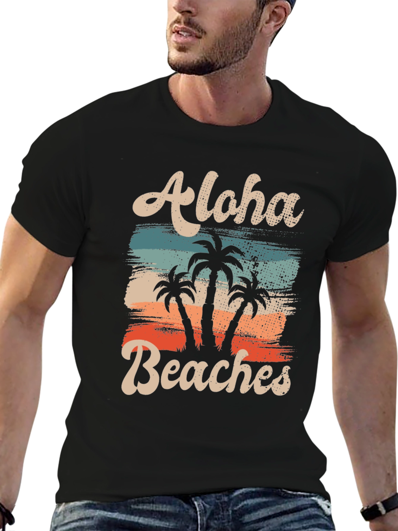 Aloha Beaches T-Shirt - Tropical Palm Tree Design