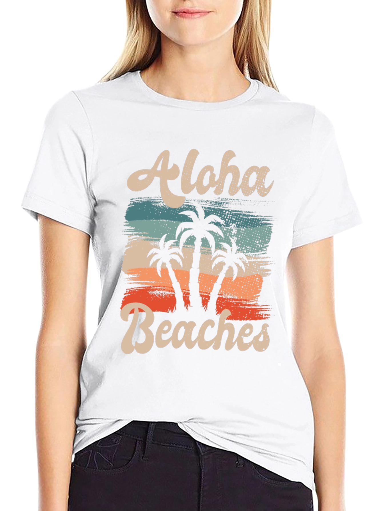 Aloha Beaches T-Shirt - Tropical Palm Tree Design