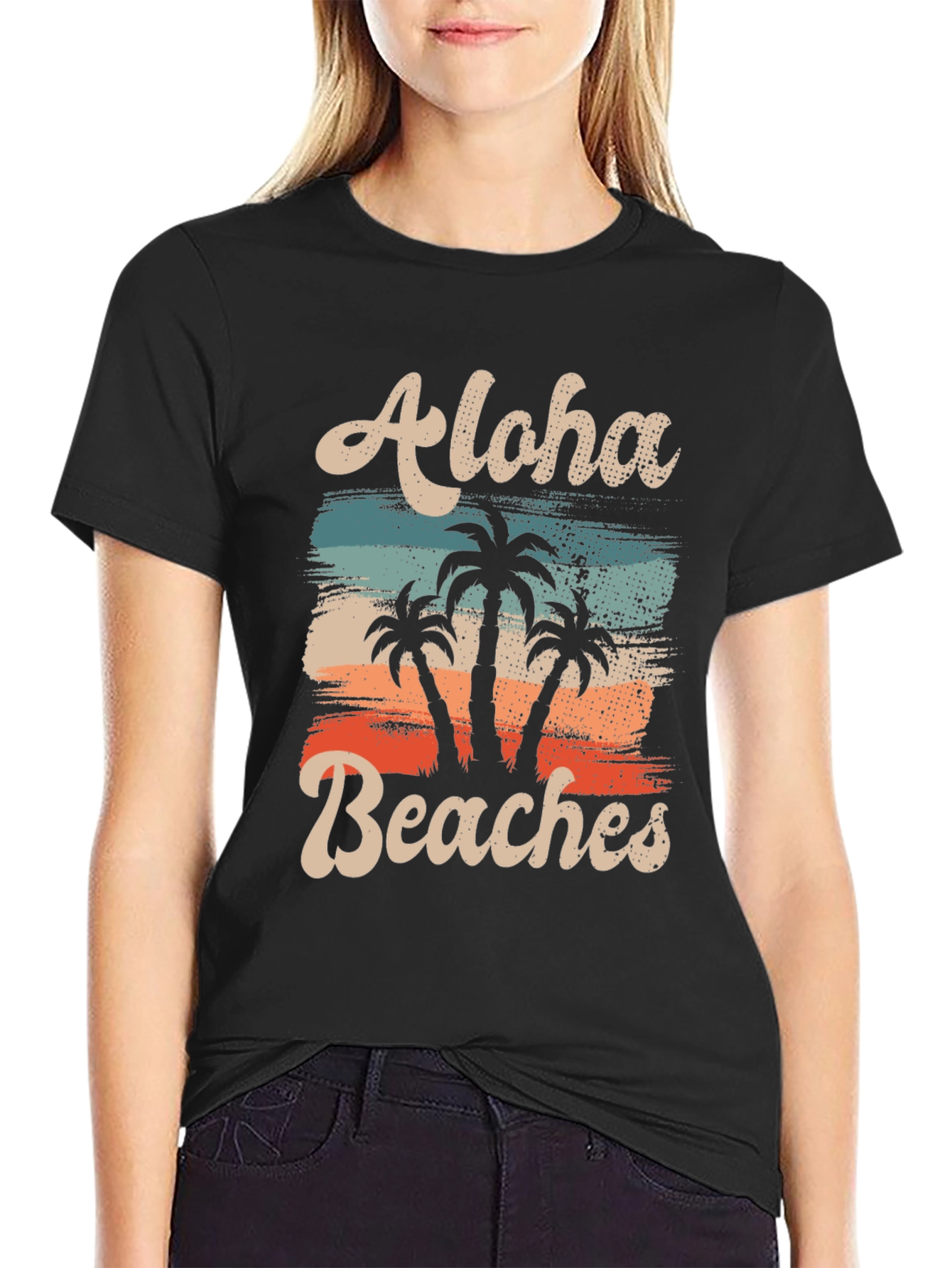Aloha Beaches T-Shirt - Tropical Palm Tree Design