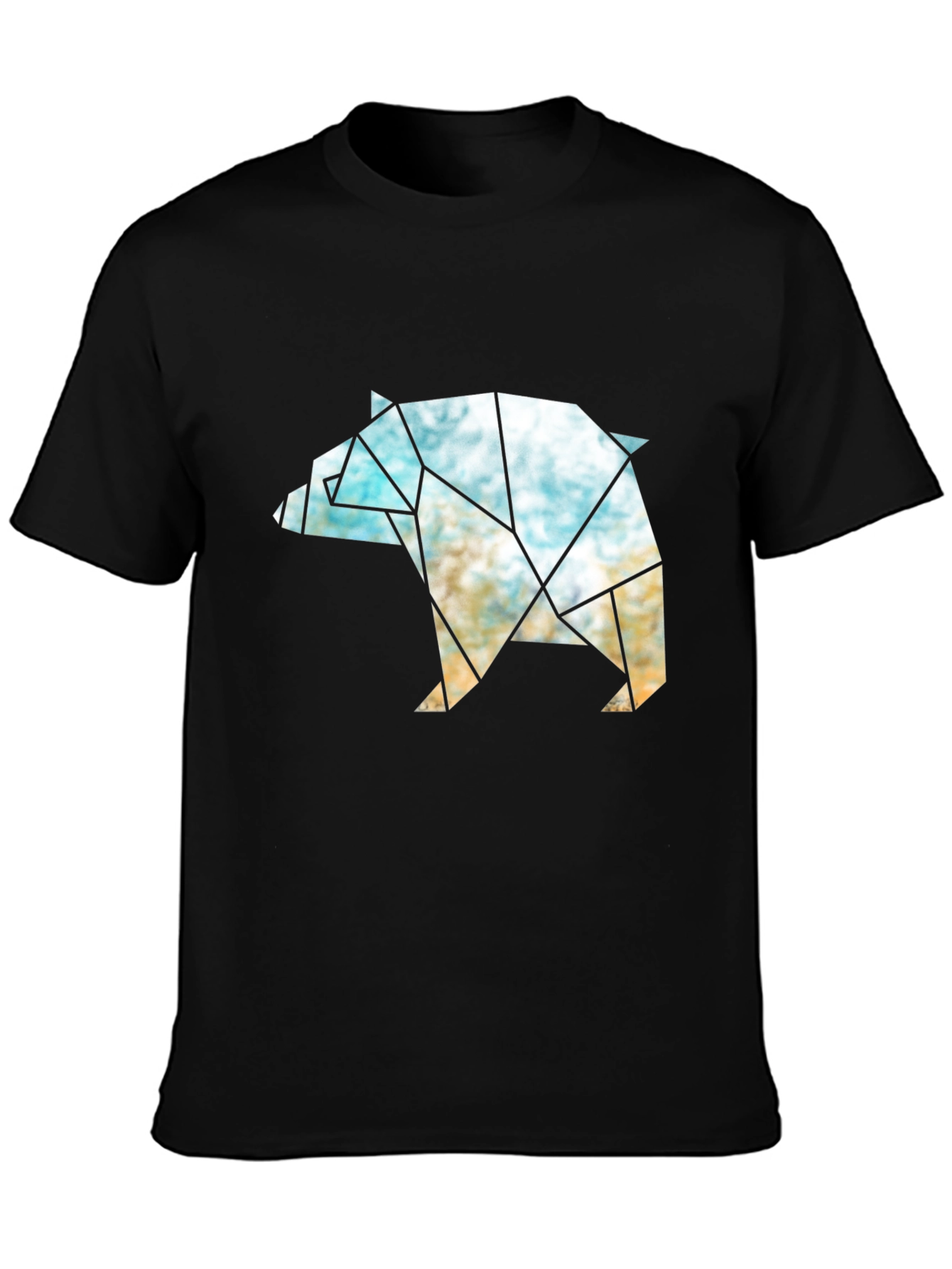 Geometric Bear Graphic T-Shirt - Modern Black Tee
