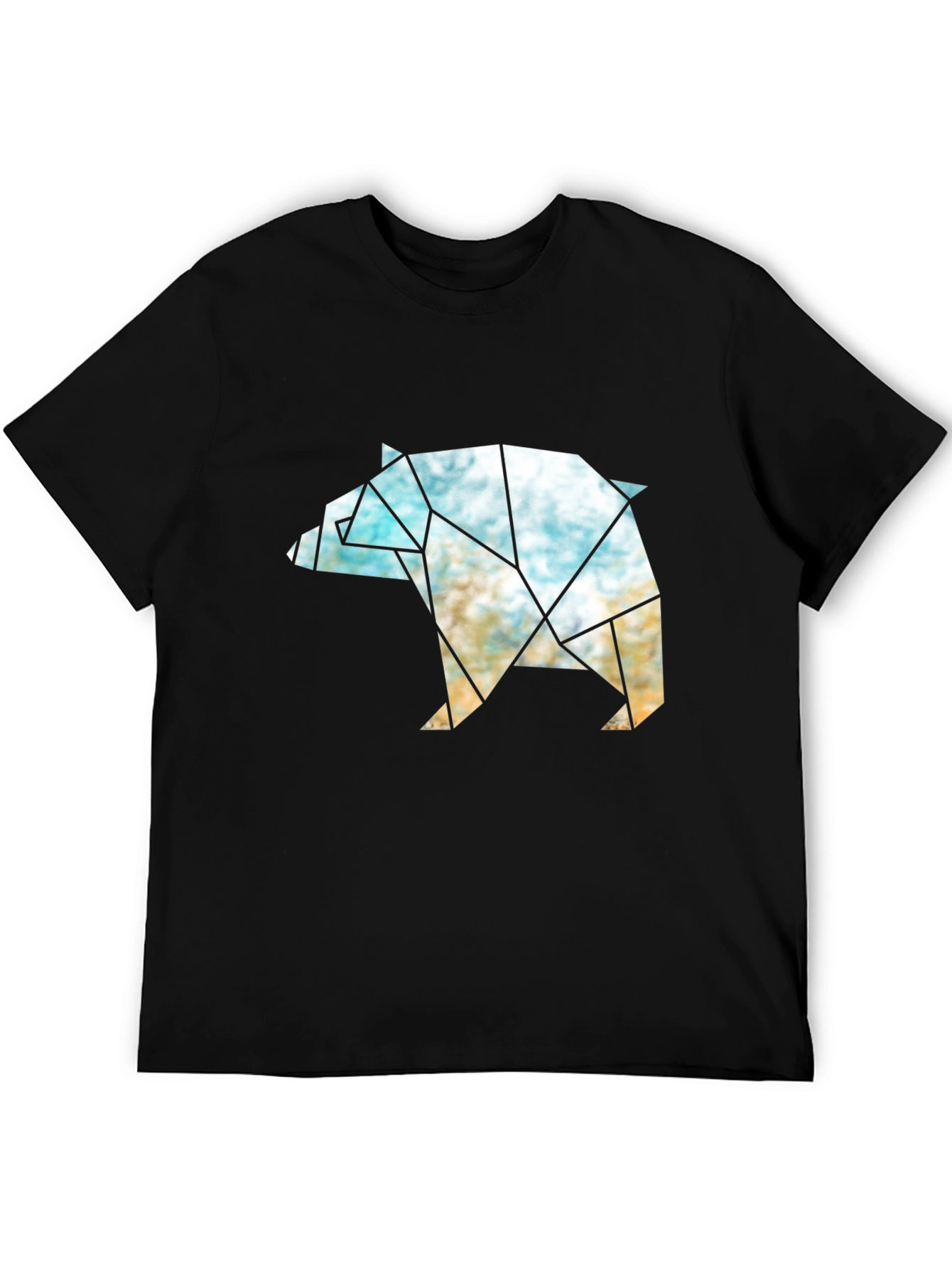 Geometric Bear Graphic T-Shirt - Modern Black Tee