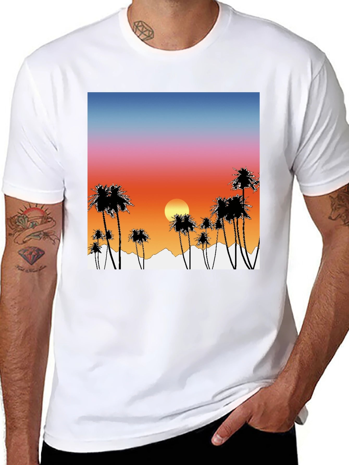 Sunset Palm Tree Graphic T-Shirt