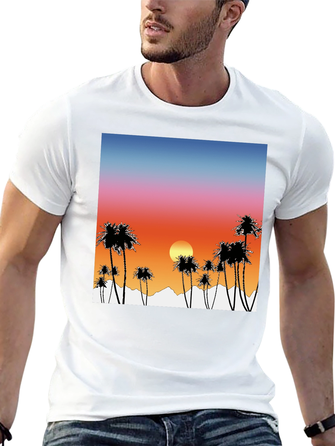 Sunset Palm Tree Graphic T-Shirt