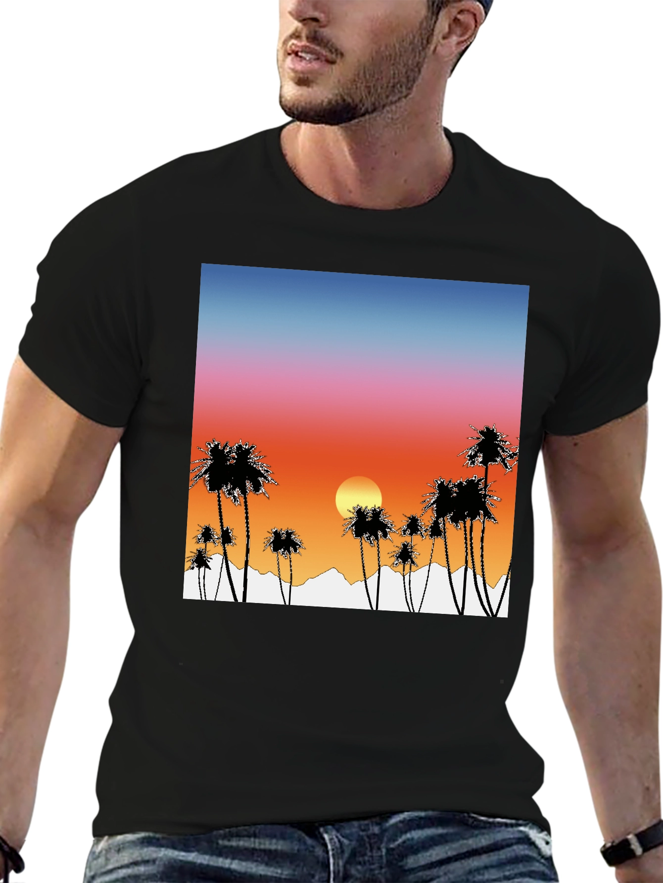 Sunset Palm Tree Graphic T-Shirt