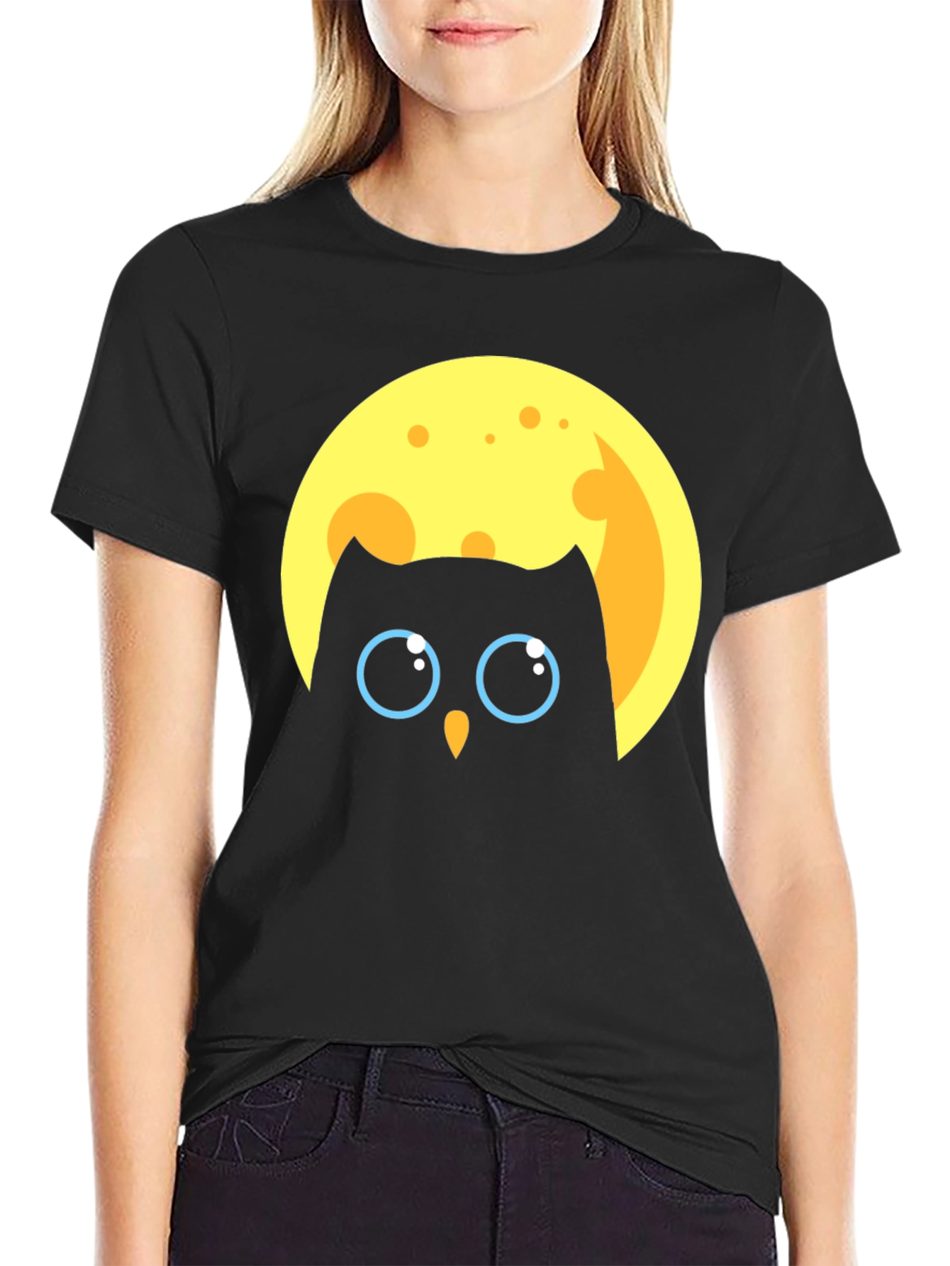 Owl in Moon Graphic T-Shirt - Unique Design