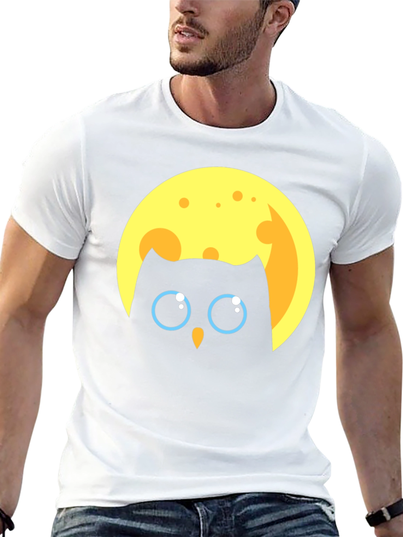 Owl in Moon Graphic T-Shirt - Unique Design