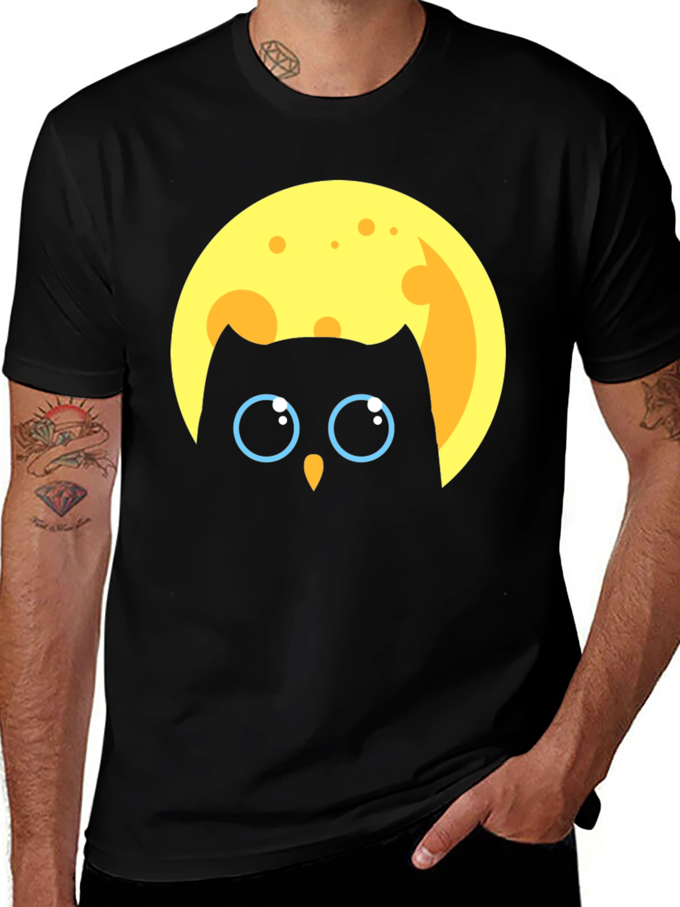 Owl in Moon Graphic T-Shirt - Unique Design