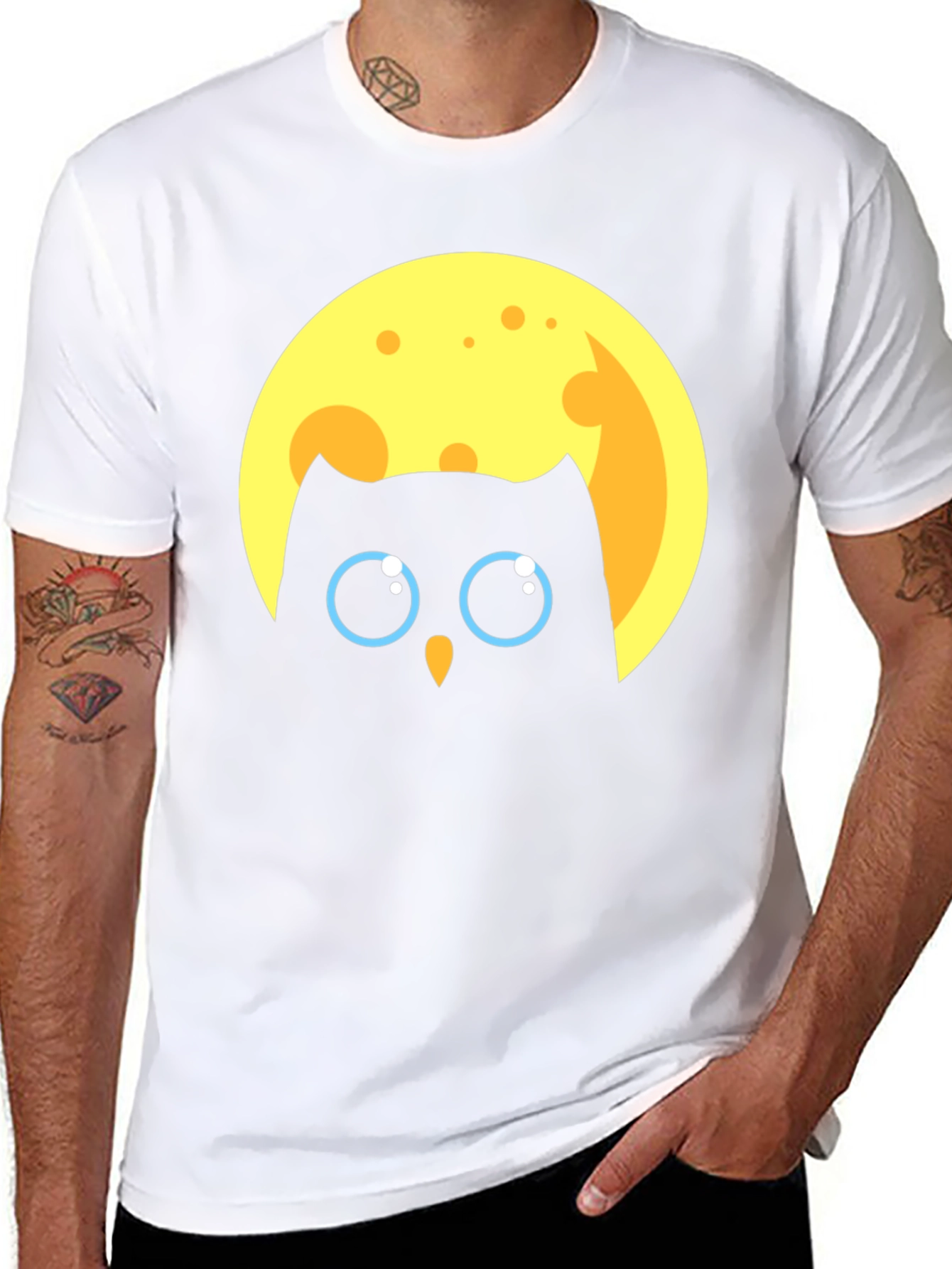 Owl in Moon Graphic T-Shirt - Unique Design
