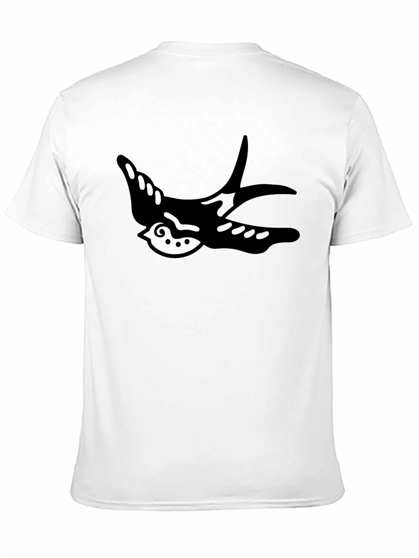 Mens Black T-Shirt with Swallow Graphic