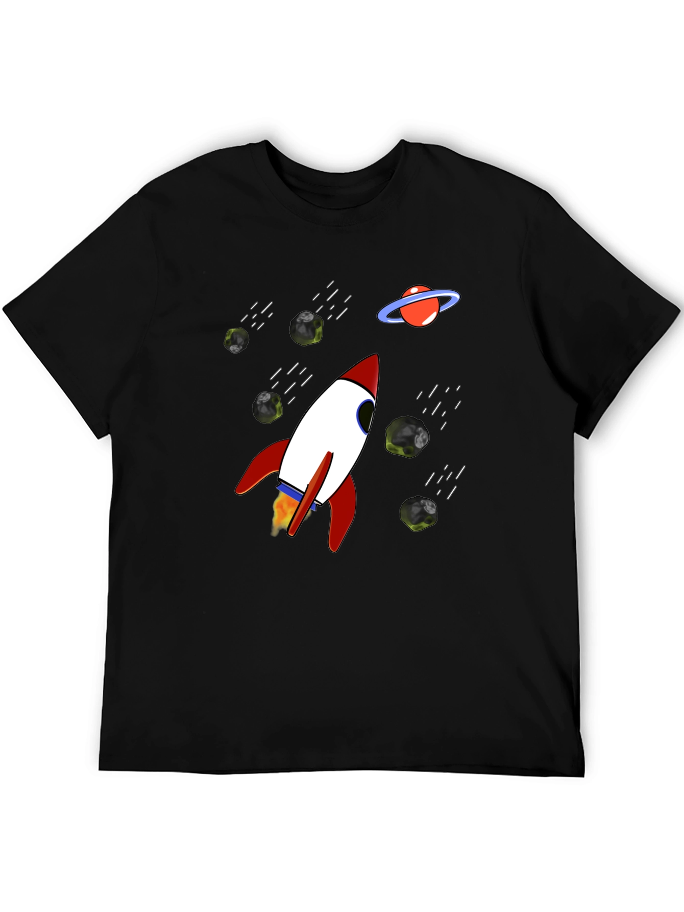 Rocket Space T-Shirt - Black Graphic Tee