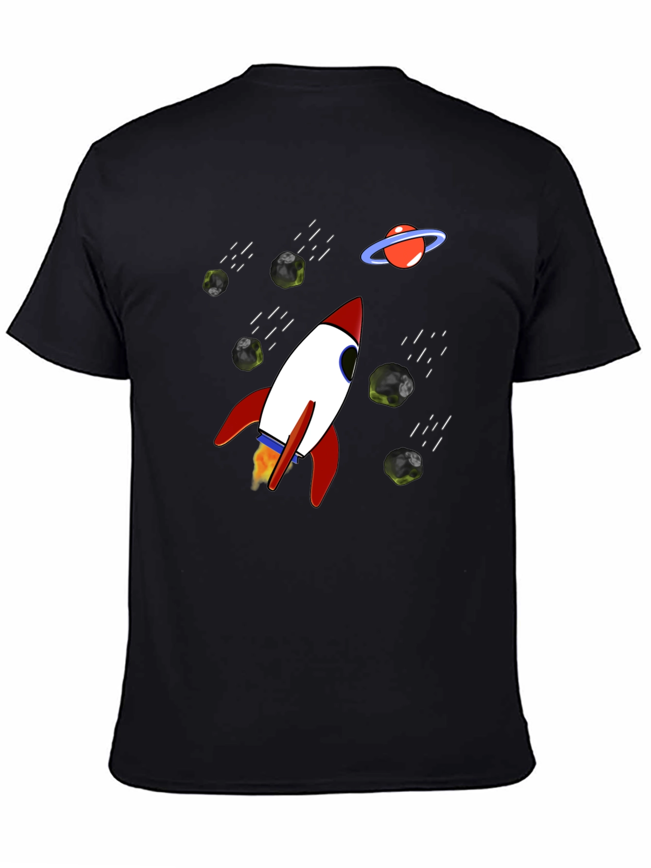 Rocket Space T-Shirt - Black Graphic Tee