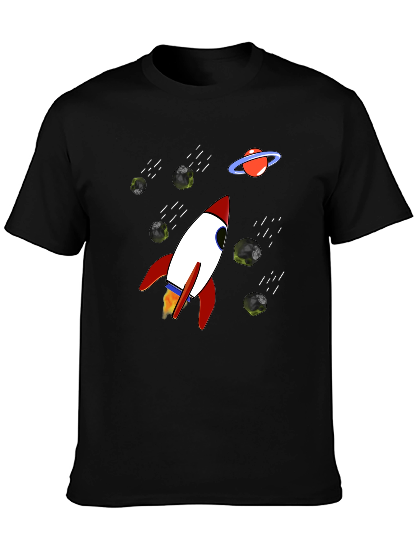 Rocket Space T-Shirt - Black Graphic Tee